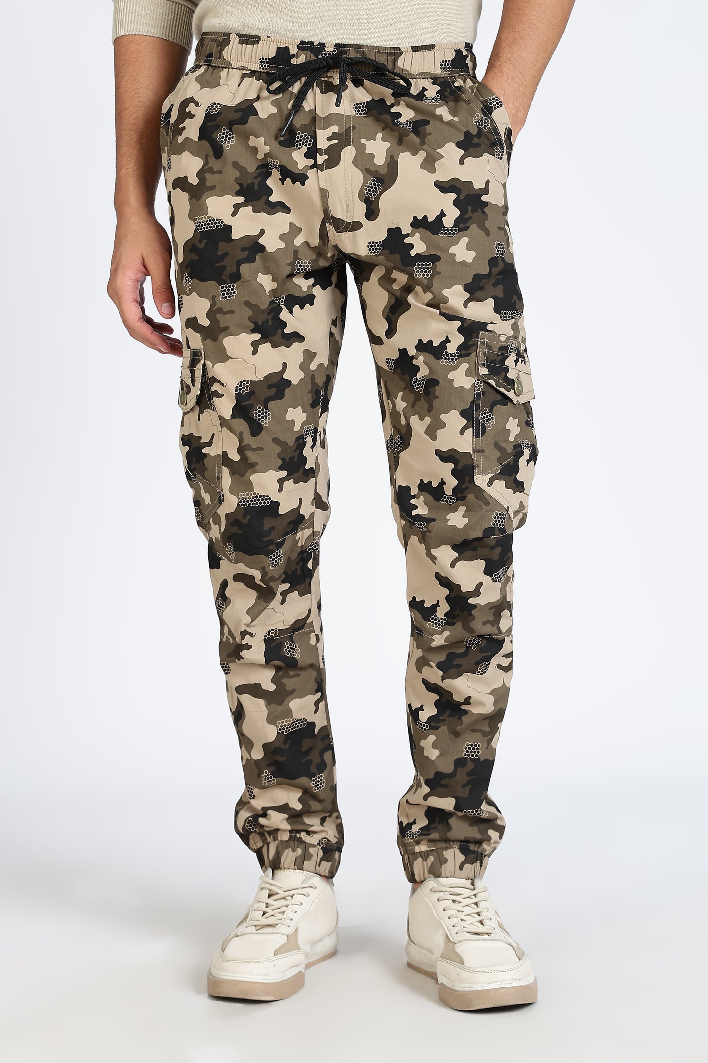 Men's Brown Dyanmic Motion Military Print Jogger Cotton