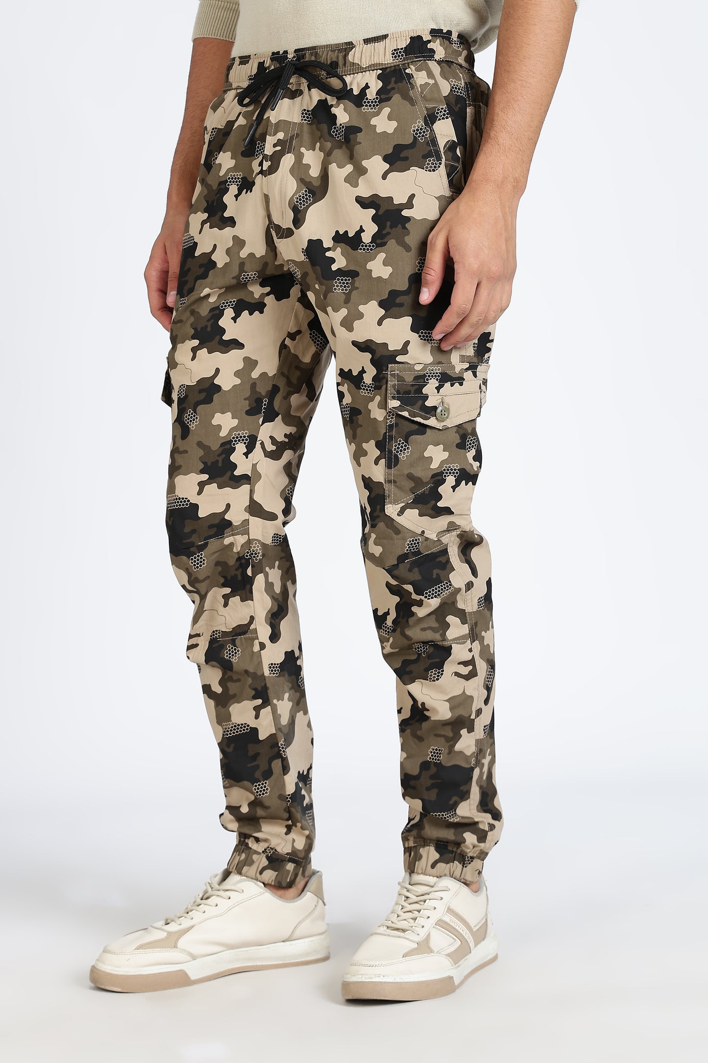 Men's Brown Dyanmic Motion Military Print Jogger Cotton