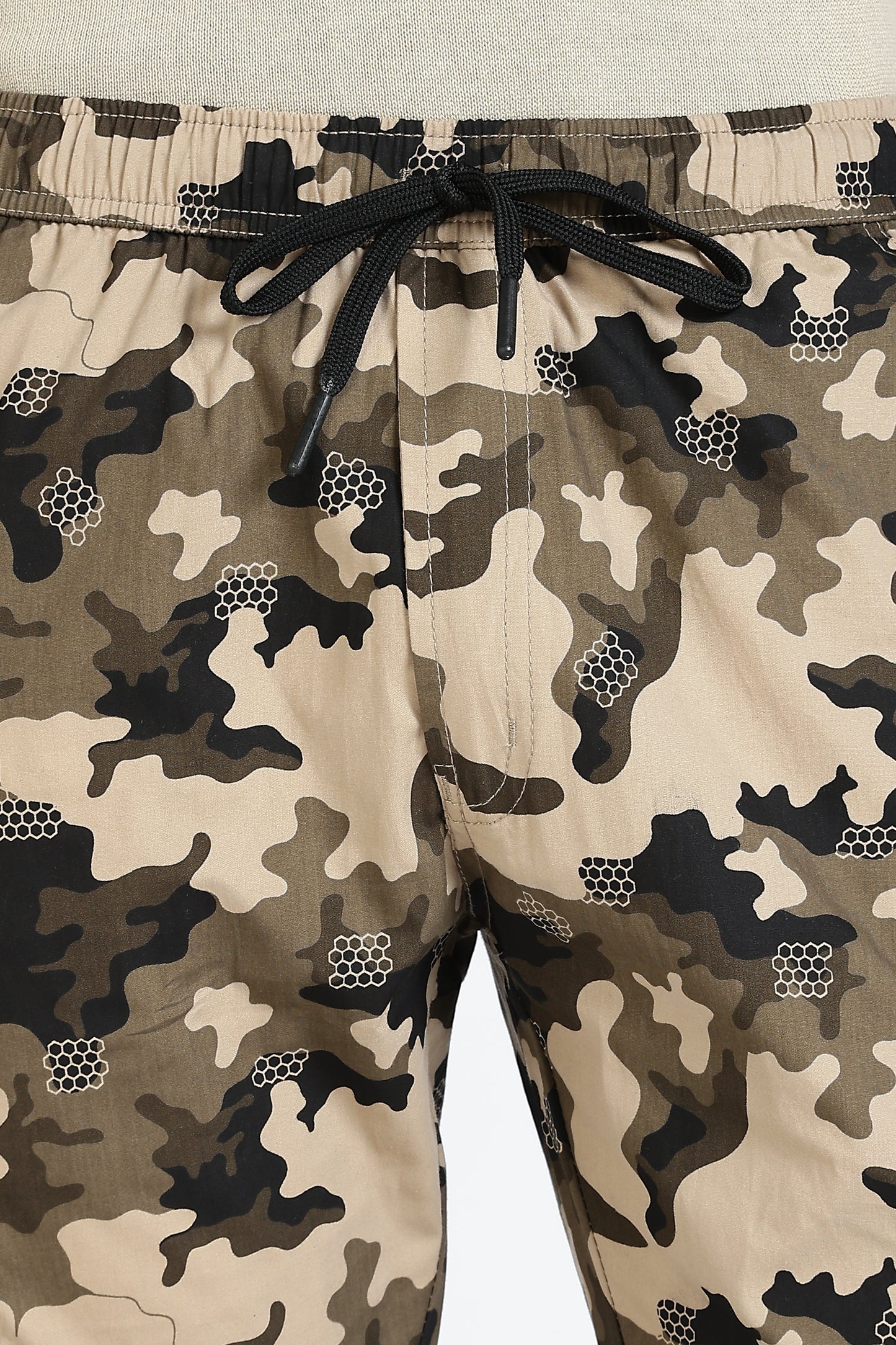 Men's Brown Dyanmic Motion Military Print Jogger Cotton