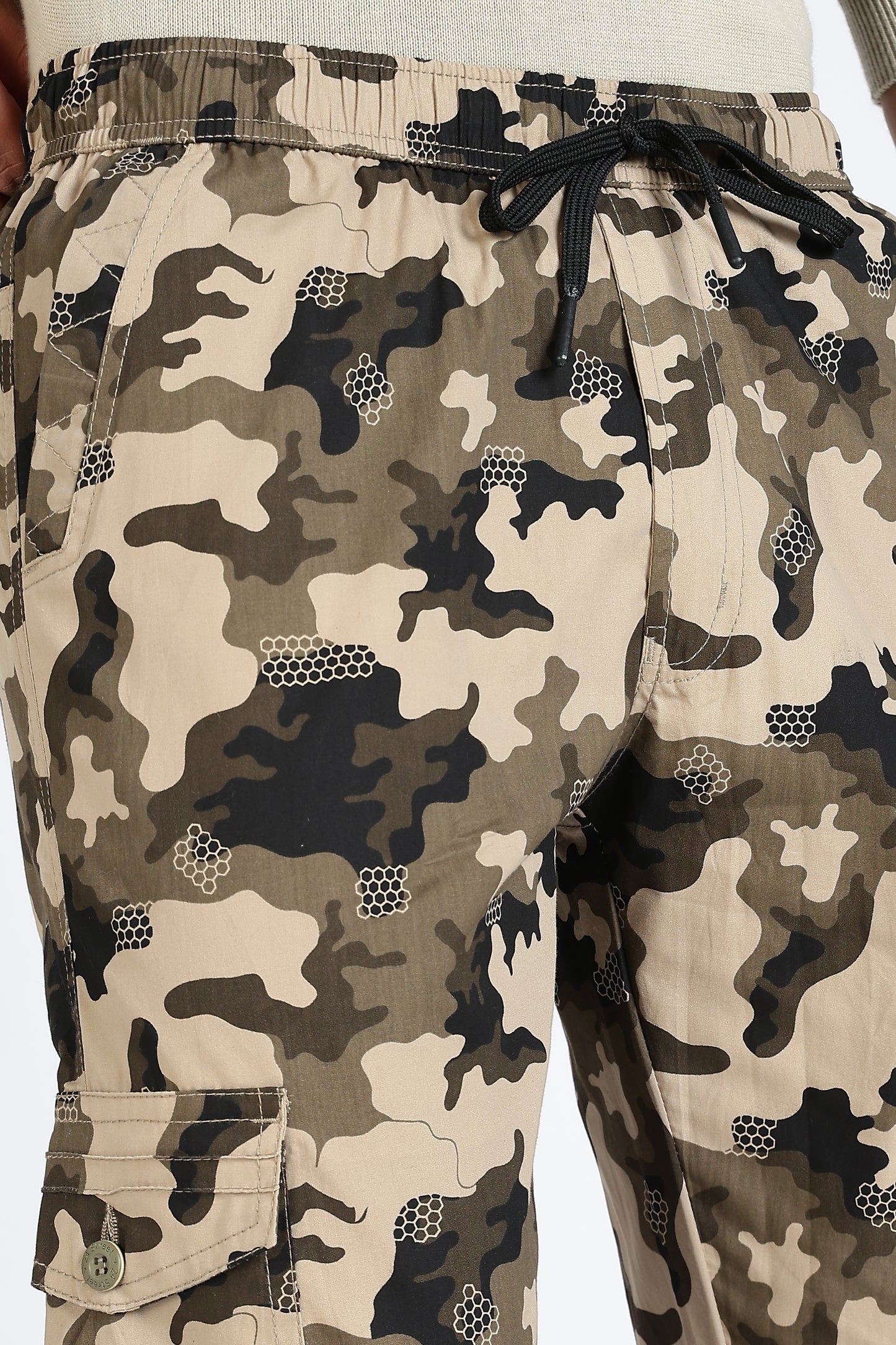 Men's Brown Dyanmic Motion Military Print Jogger Cotton