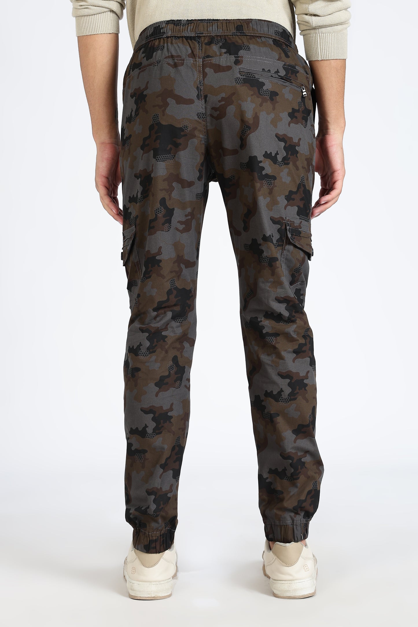 Men's Grey Dyanmic Motion Military Print Jogger Cotton