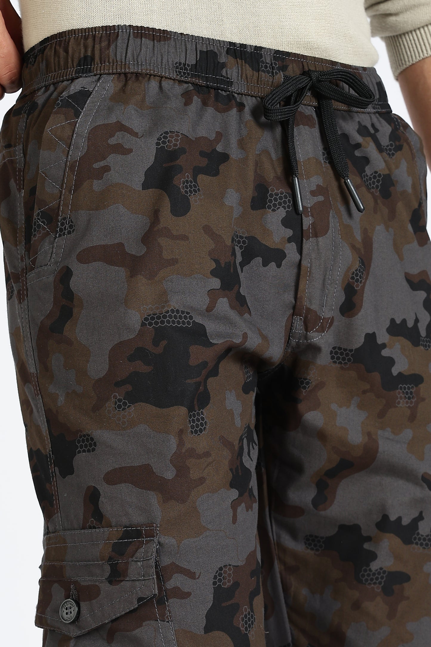 Men's Grey Dyanmic Motion Military Print Jogger Cotton