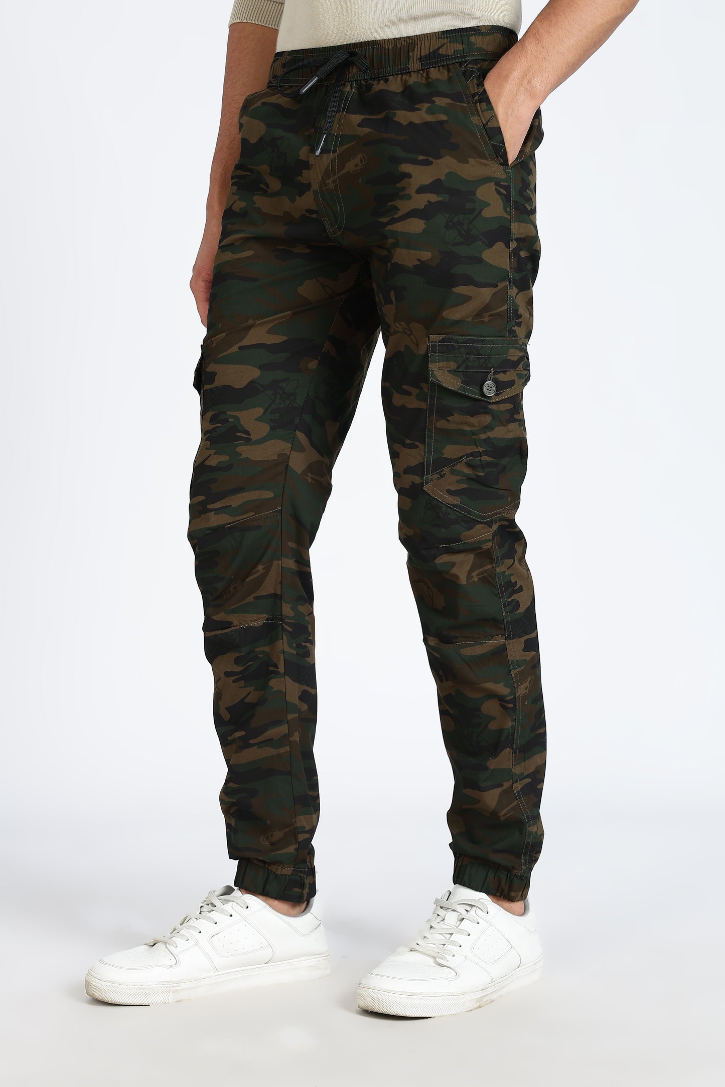Men's Green Dyanmic Motion Military Print Jogger Cotton