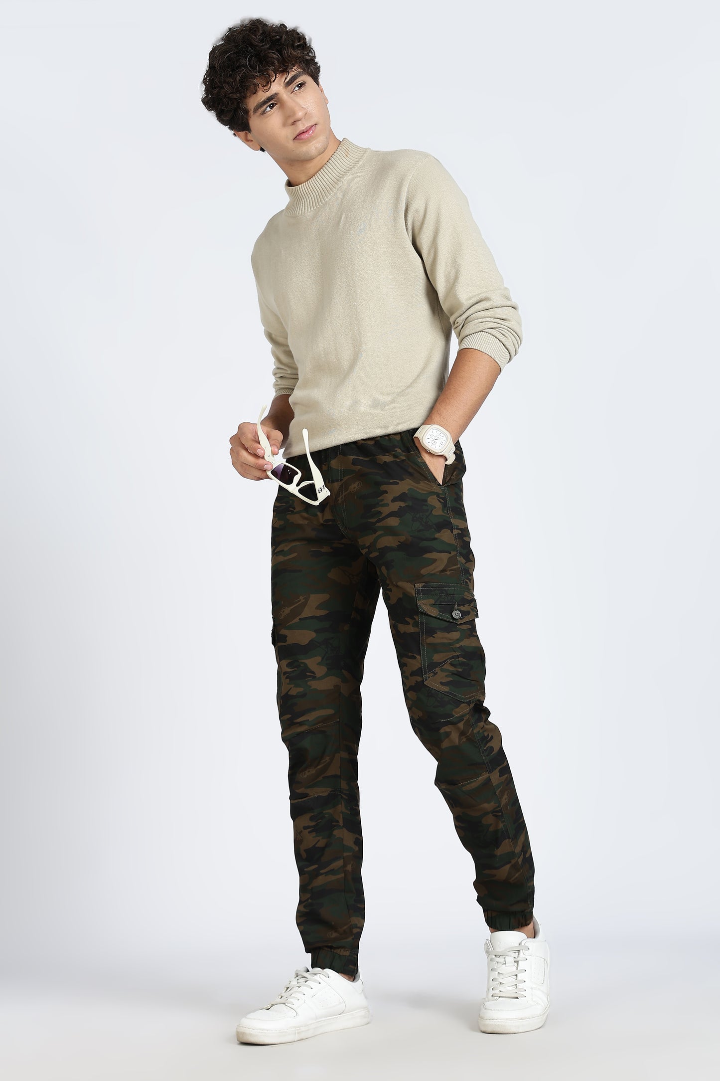 Men's Green Dyanmic Motion Military Print Jogger Cotton