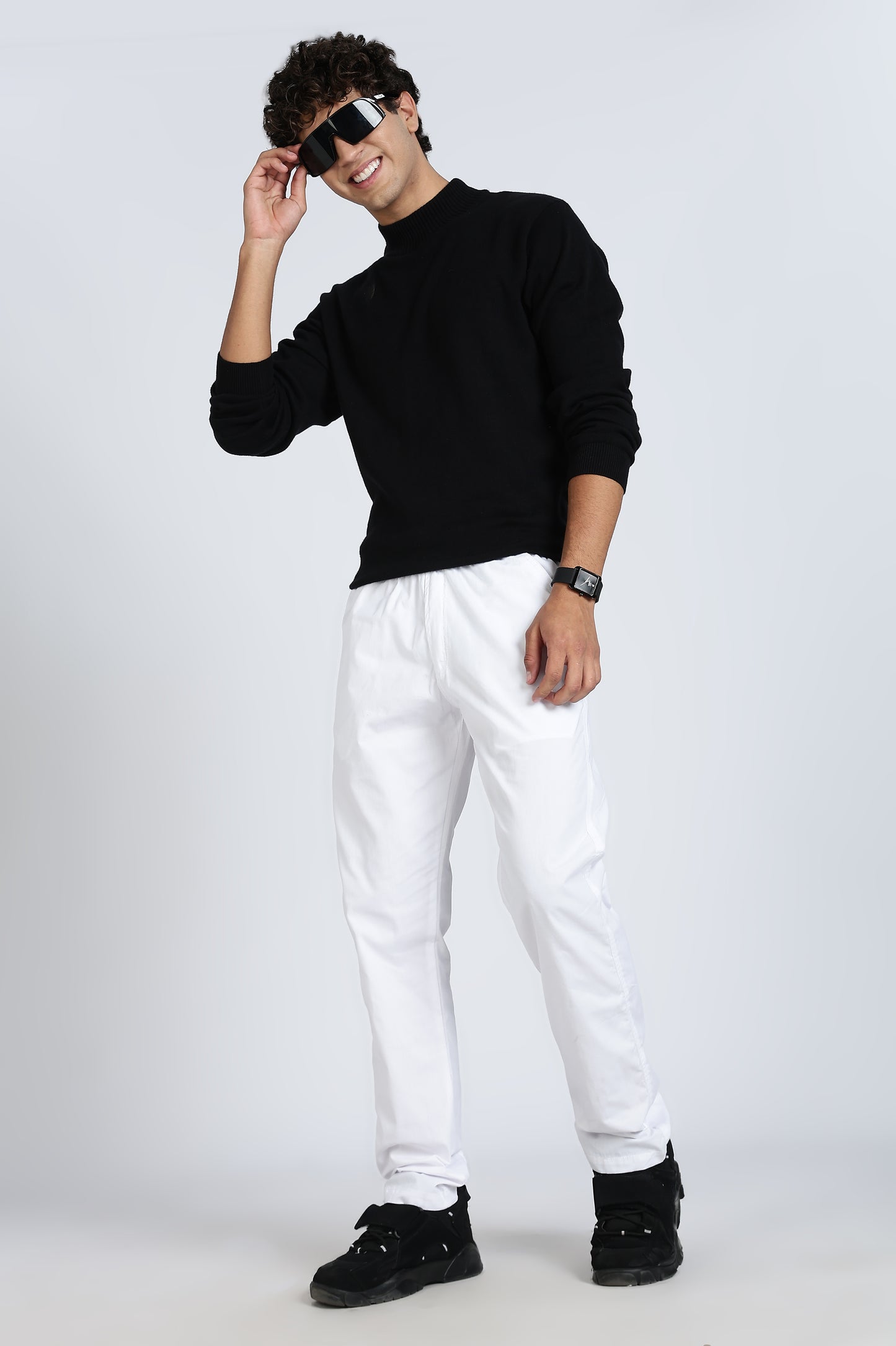 Men's White Relax Fit Pyjamas Pants Solid Comfort Cotton