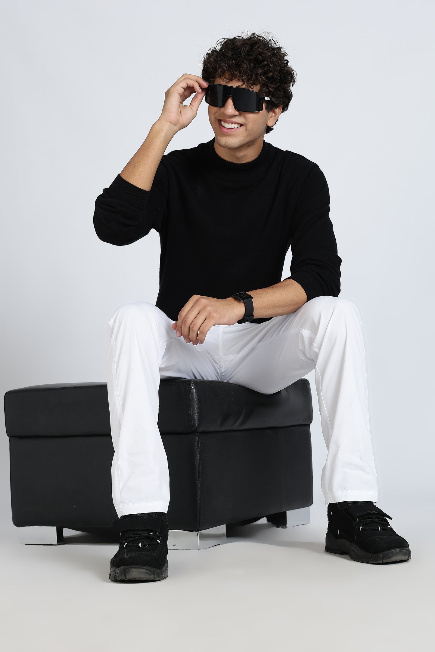 Men's White Relax Fit Pyjamas Pants Solid Comfort Cotton
