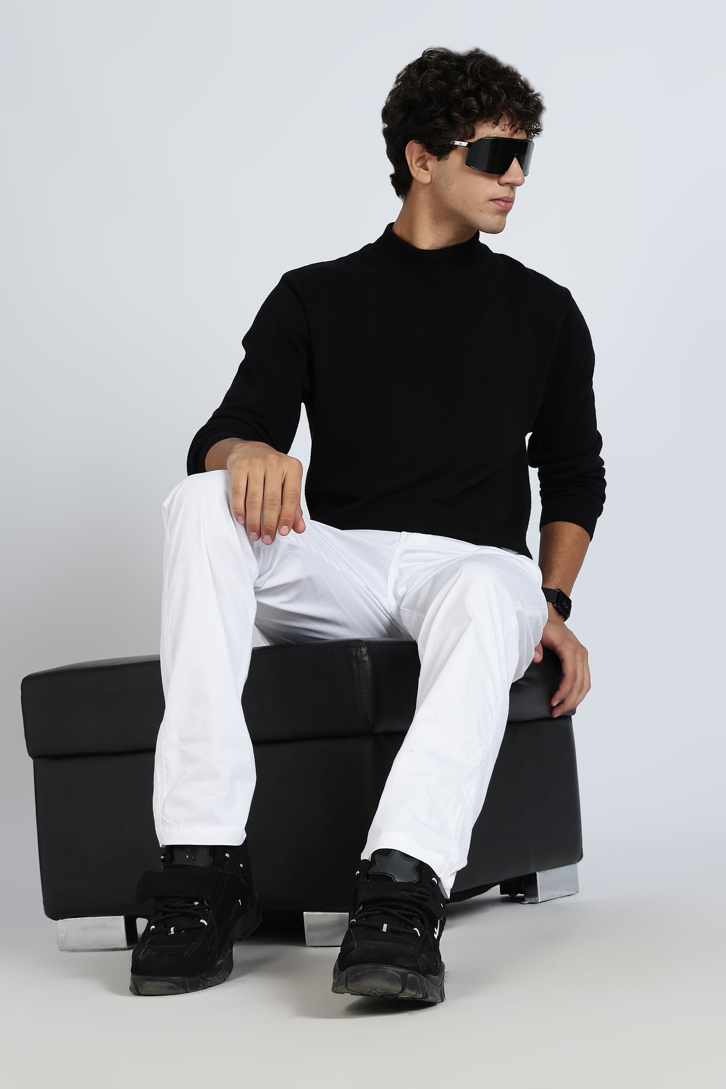 Men's White Relax Fit Pyjamas Pants Solid Comfort Cotton
