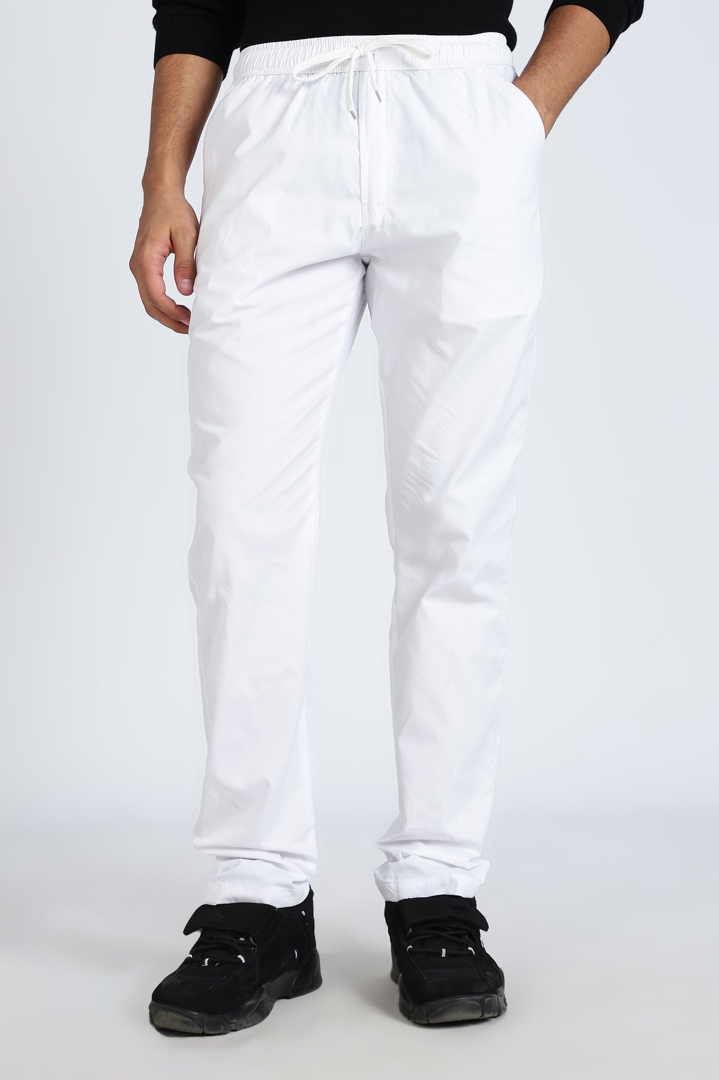 Men's White Relax Fit Pyjamas Pants Solid Comfort Cotton