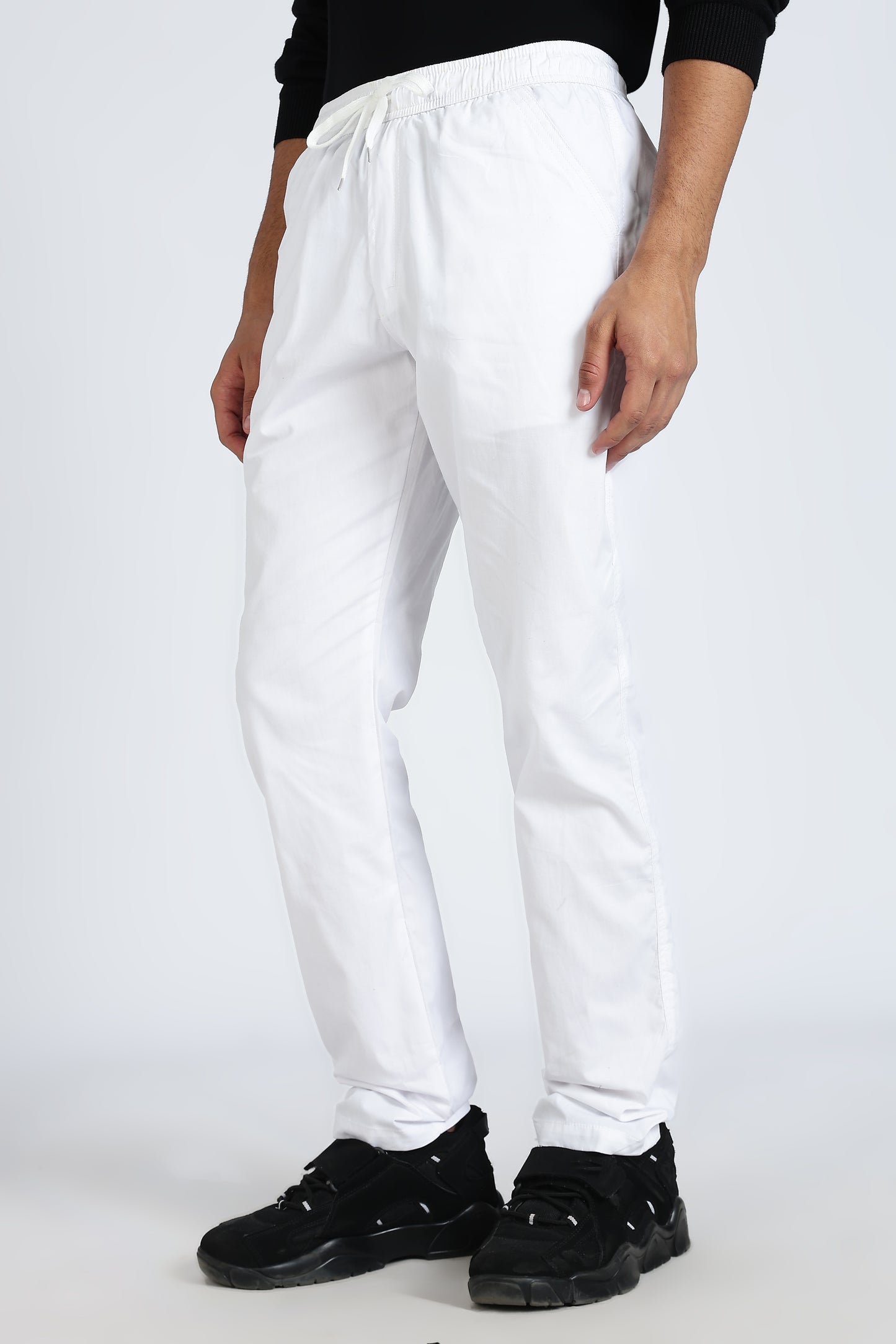 Men's White Relax Fit Pyjamas Pants Solid Comfort Cotton