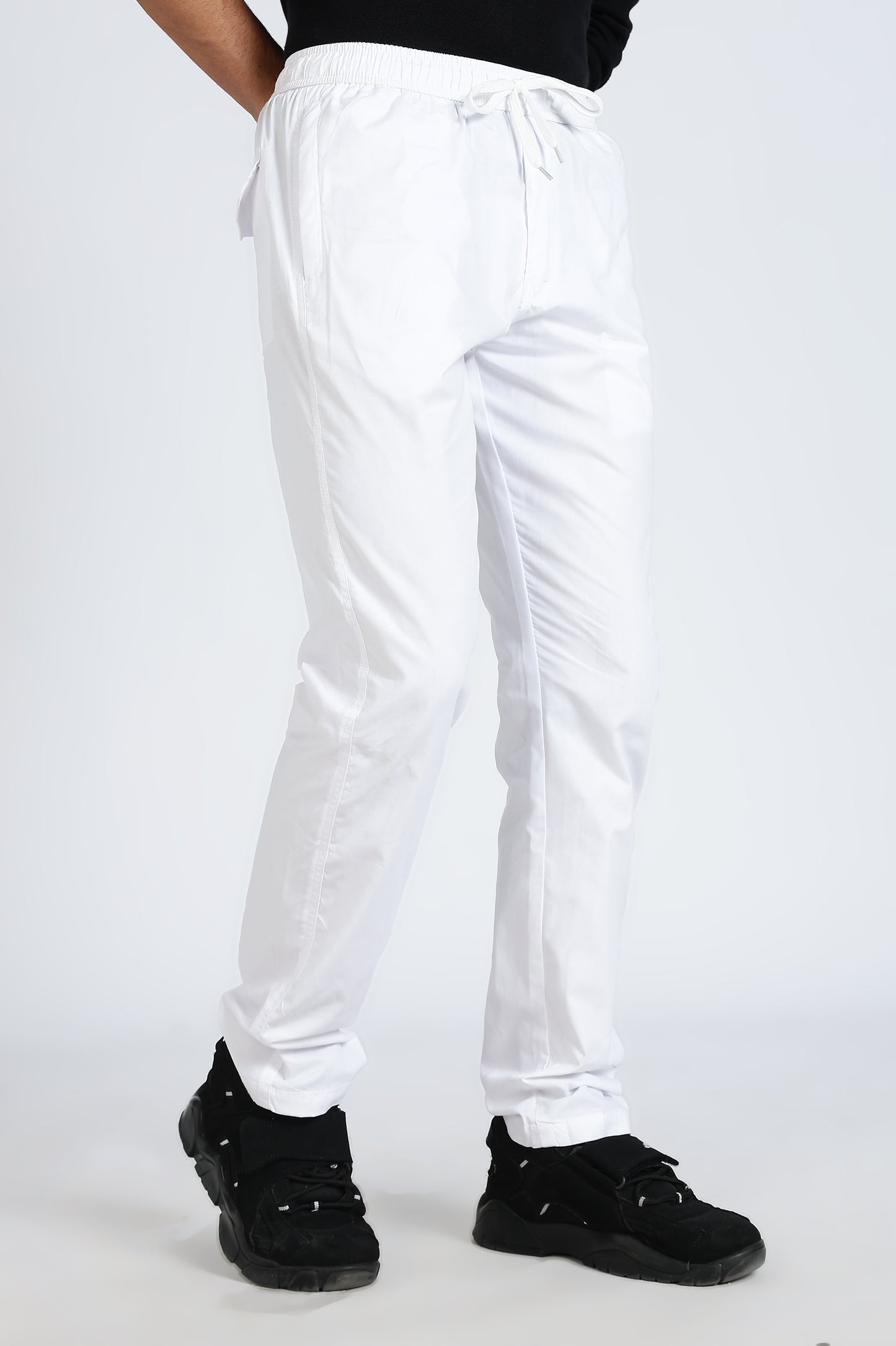 Men's White Relax Fit Pyjamas Pants Solid Comfort Cotton