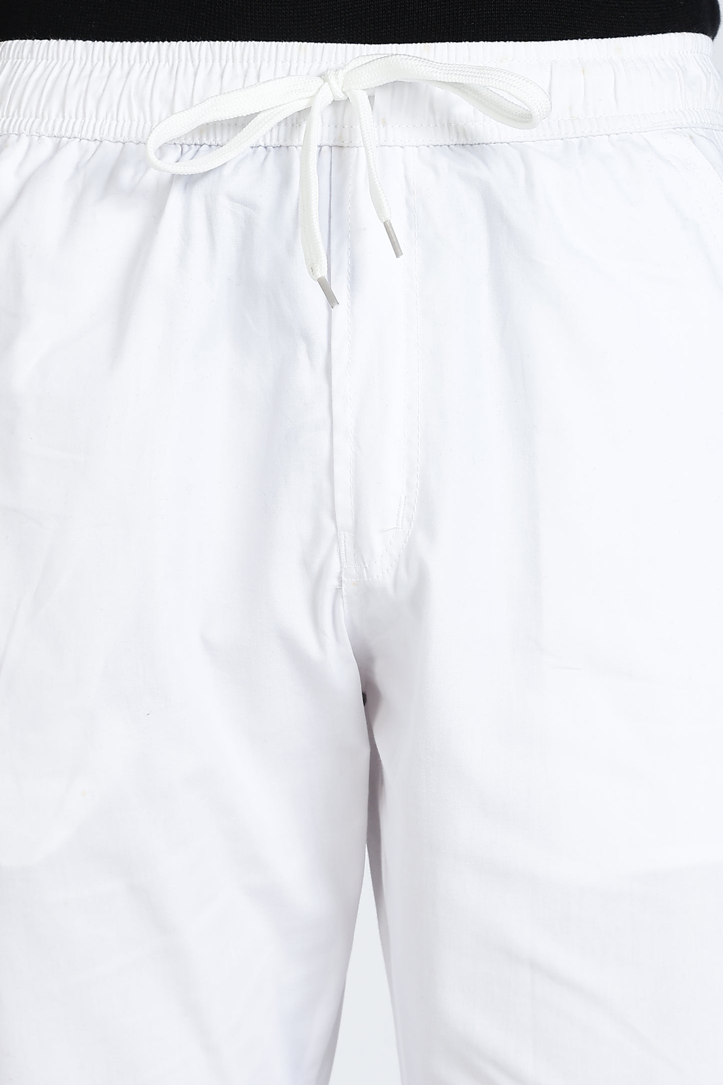 Men's White Relax Fit Pyjamas Pants Solid Comfort Cotton