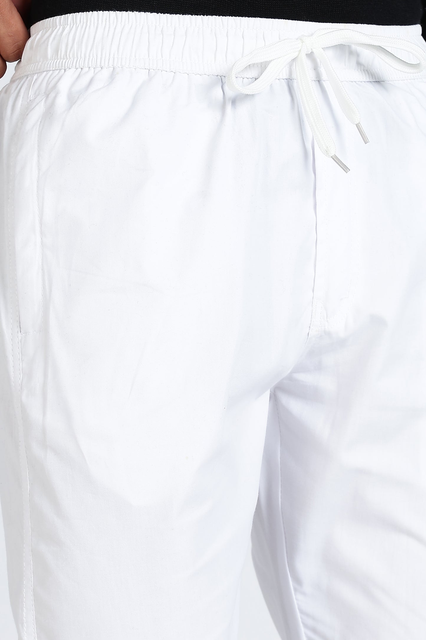 Men's White Relax Fit Pyjamas Pants Solid Comfort Cotton