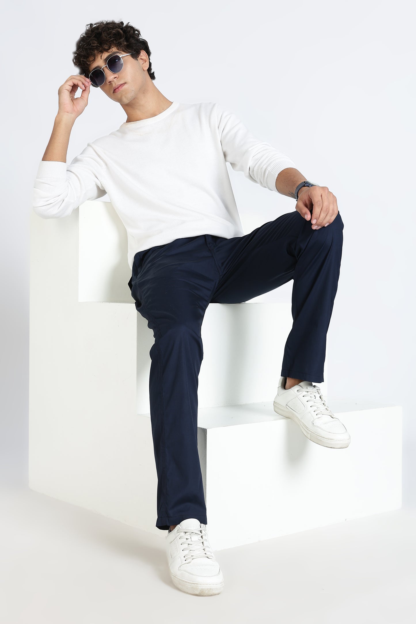 Men's Blue Relax Fit Pyjamas Pants Solid Comfort Cotton