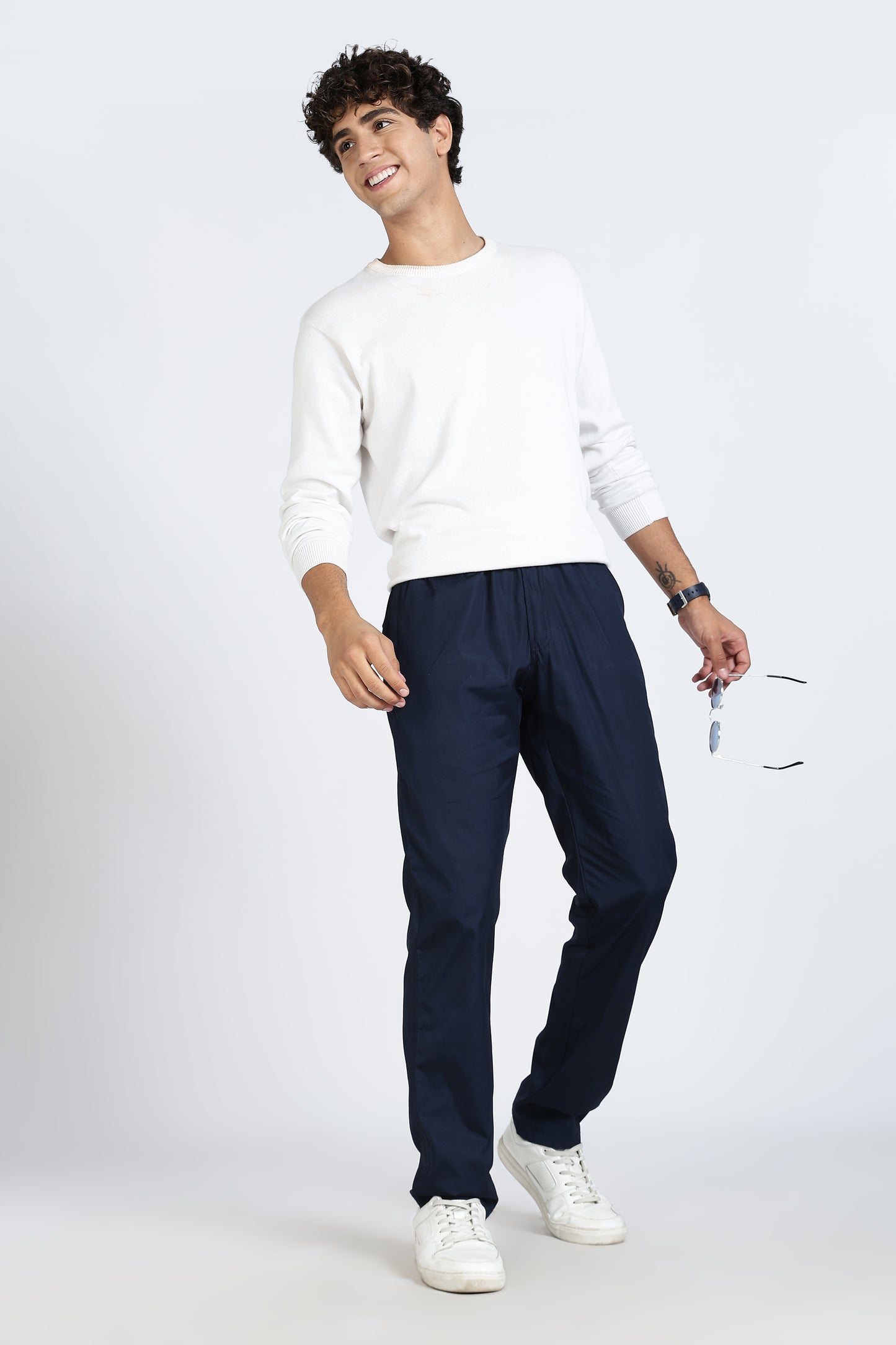 Men's Blue Relax Fit Pyjamas Pants Solid Comfort Cotton