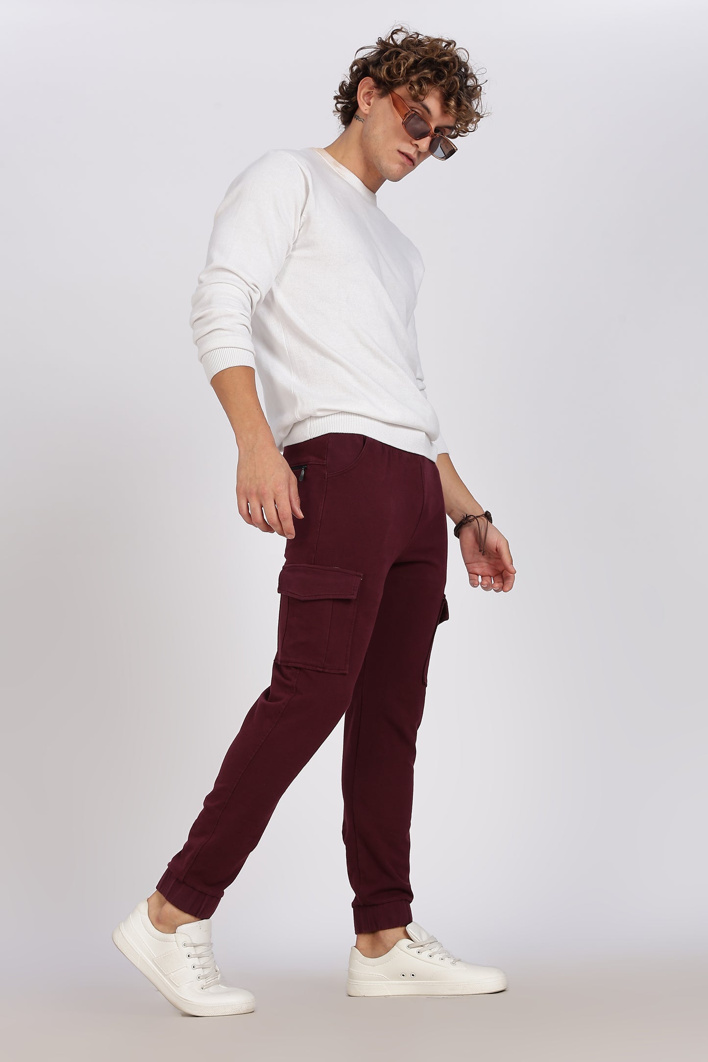 Men's Maroon Superior Fit Cargo Joggers