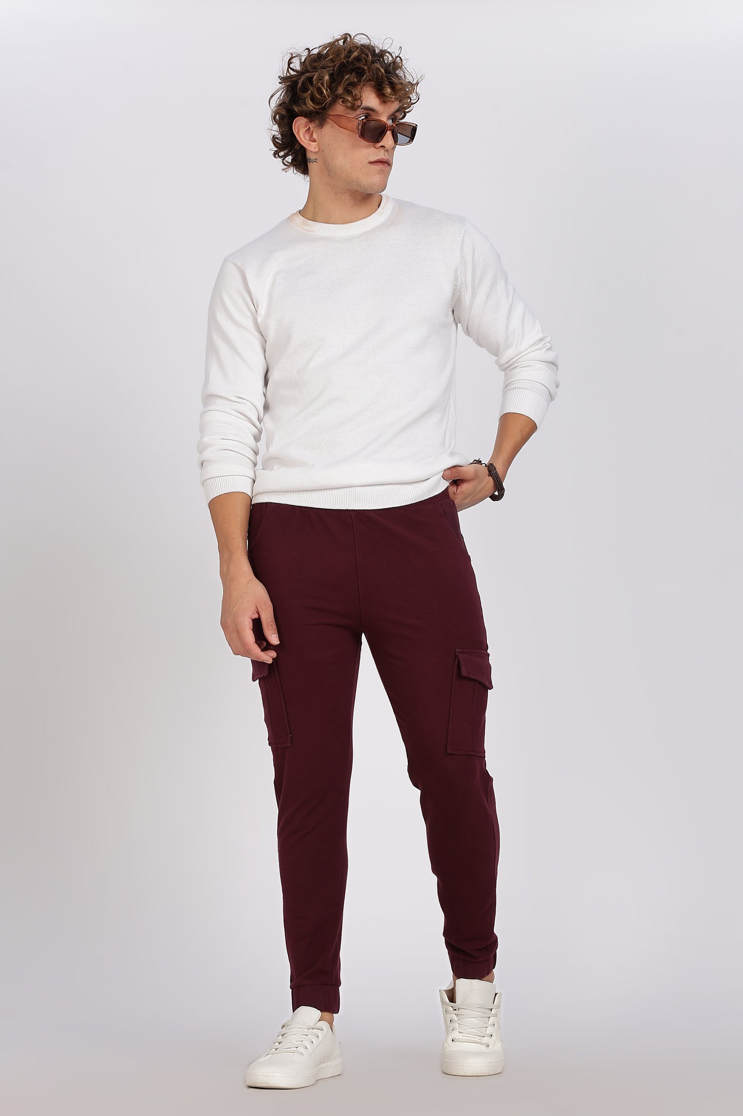 Men's Maroon Superior Fit Cargo Joggers