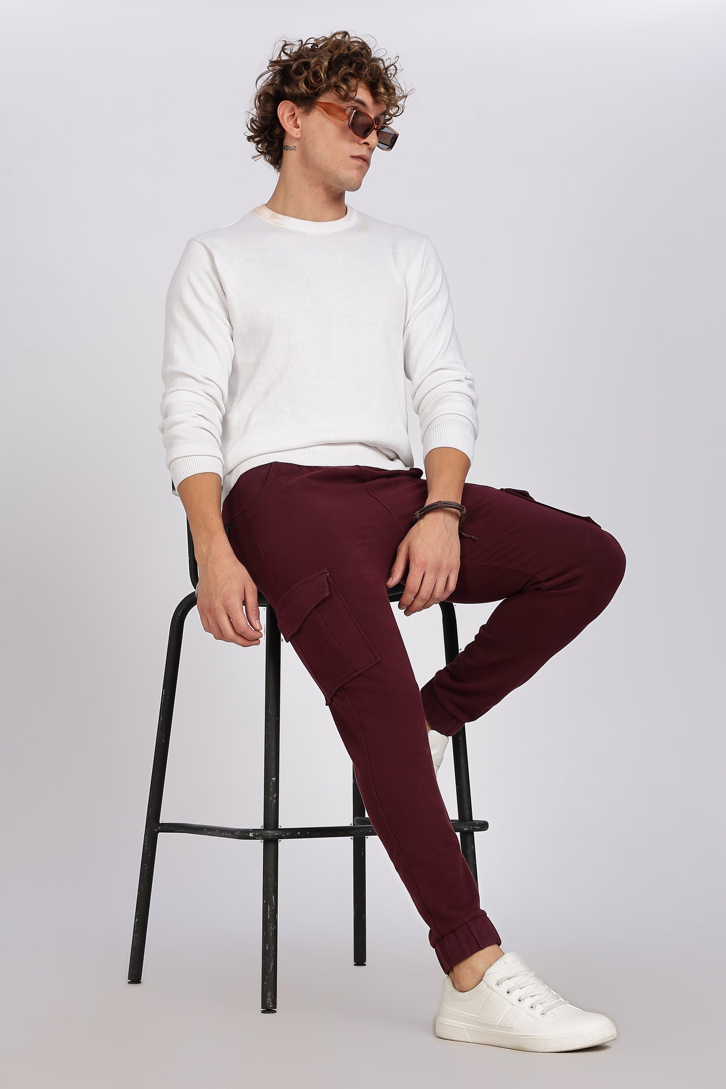 Men's Maroon Superior Fit Cargo Joggers