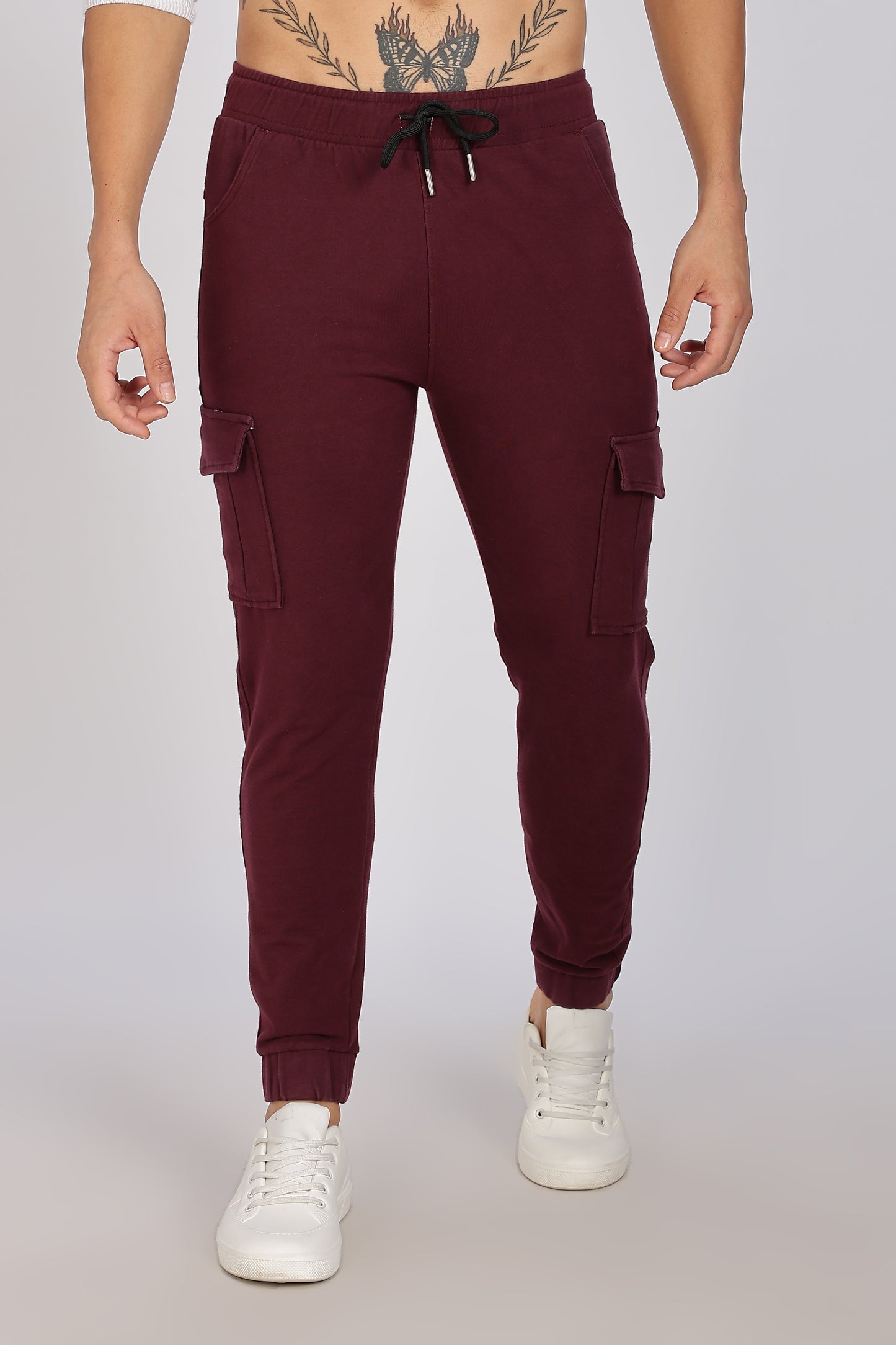 Men's Maroon Superior Fit Cargo Joggers