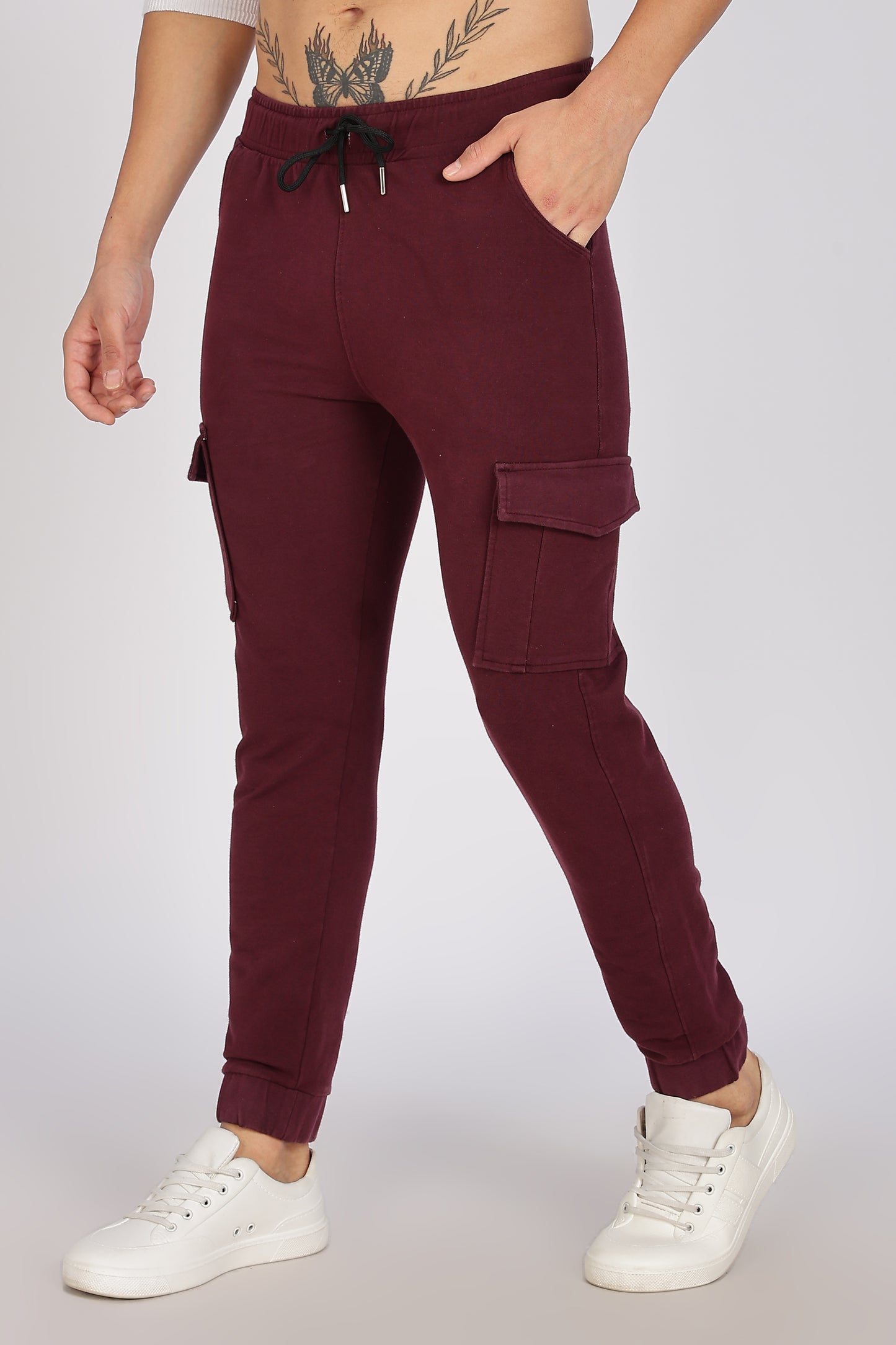 Men's Maroon Superior Fit Cargo Joggers