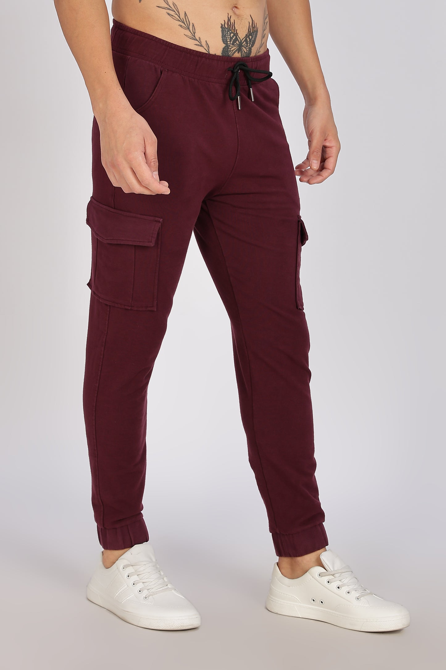 Men's Maroon Superior Fit Cargo Joggers