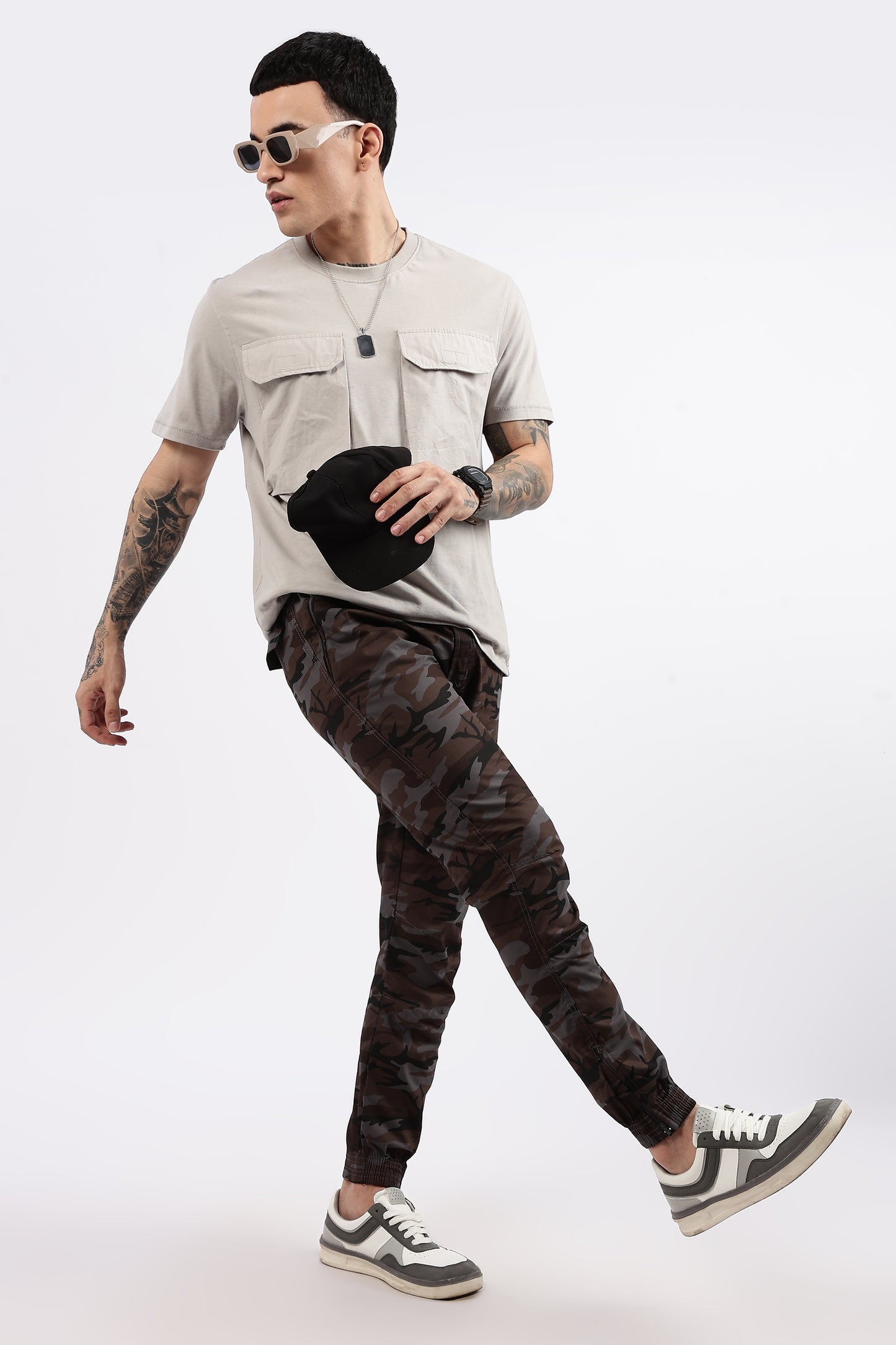 Men's Grey Military Printed Jogger