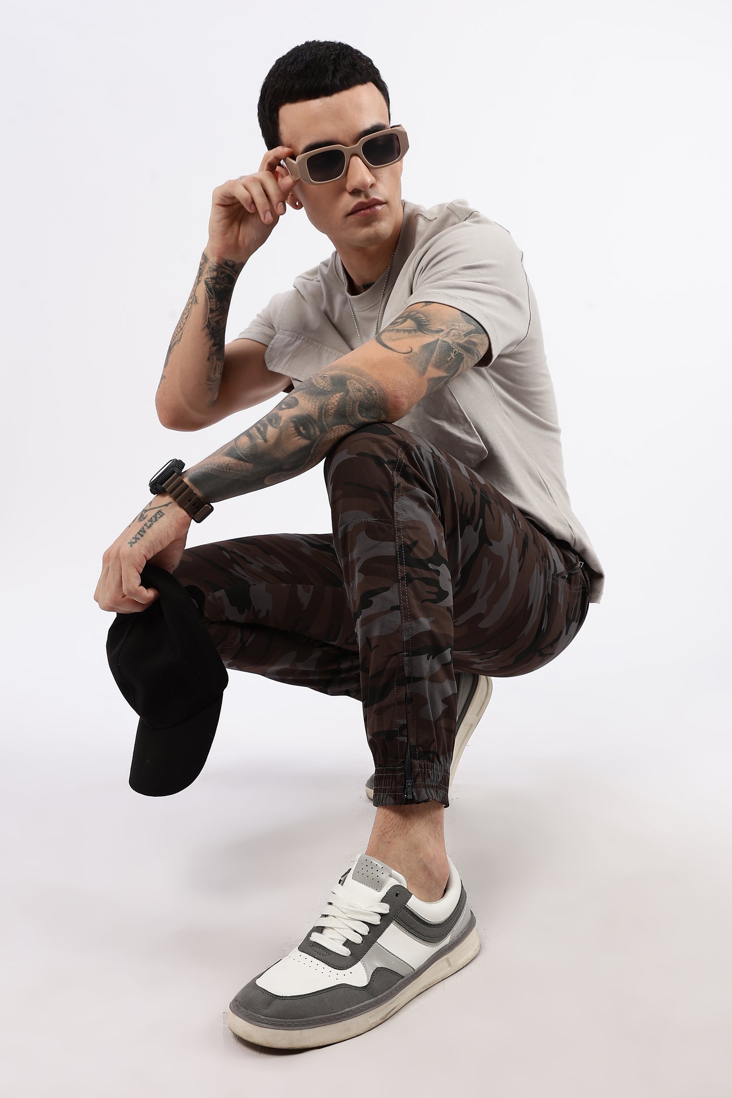 Men's Grey Military Printed Jogger