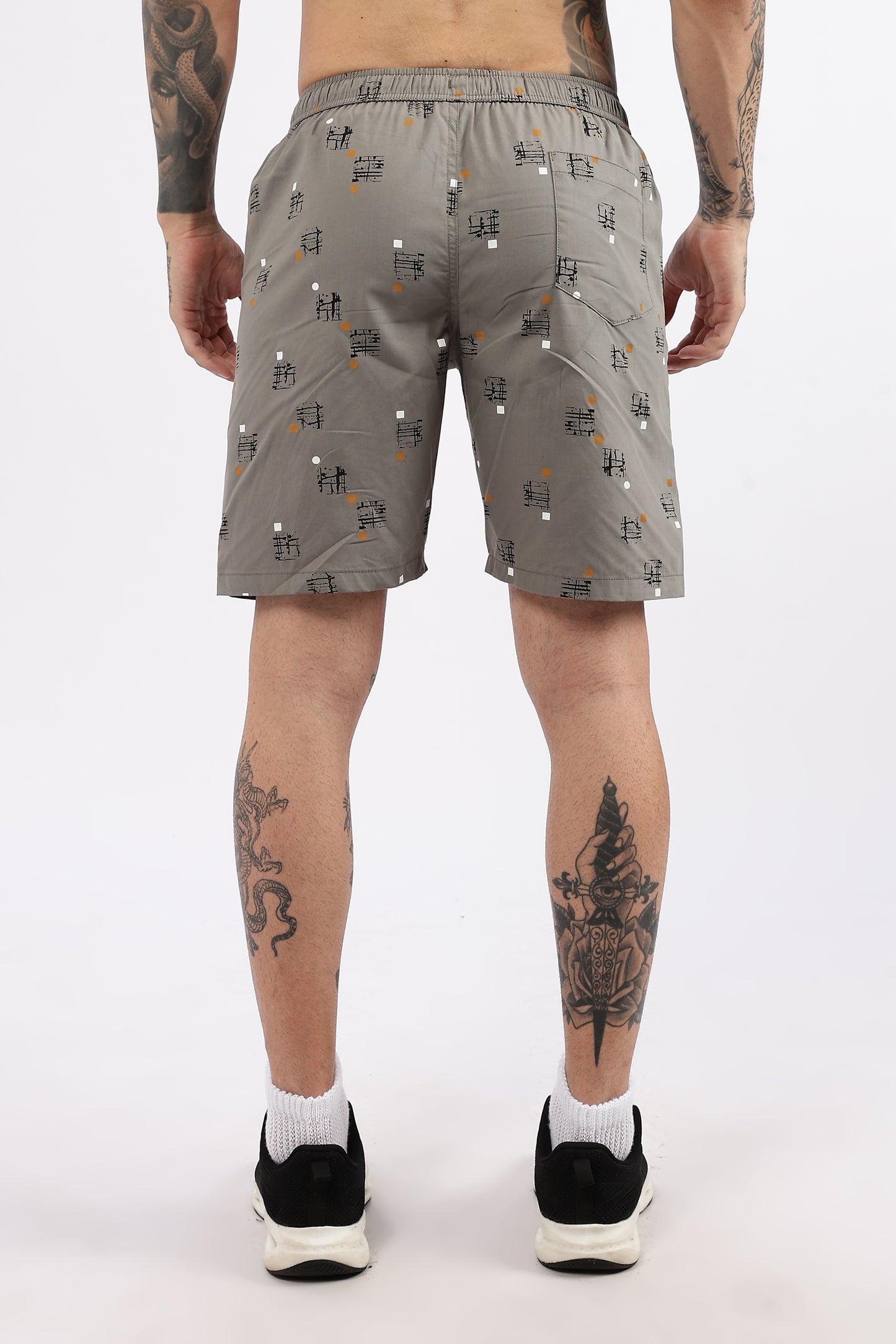 Men's Grey Coastal Comfort Printed Bermuda Cotton Travel