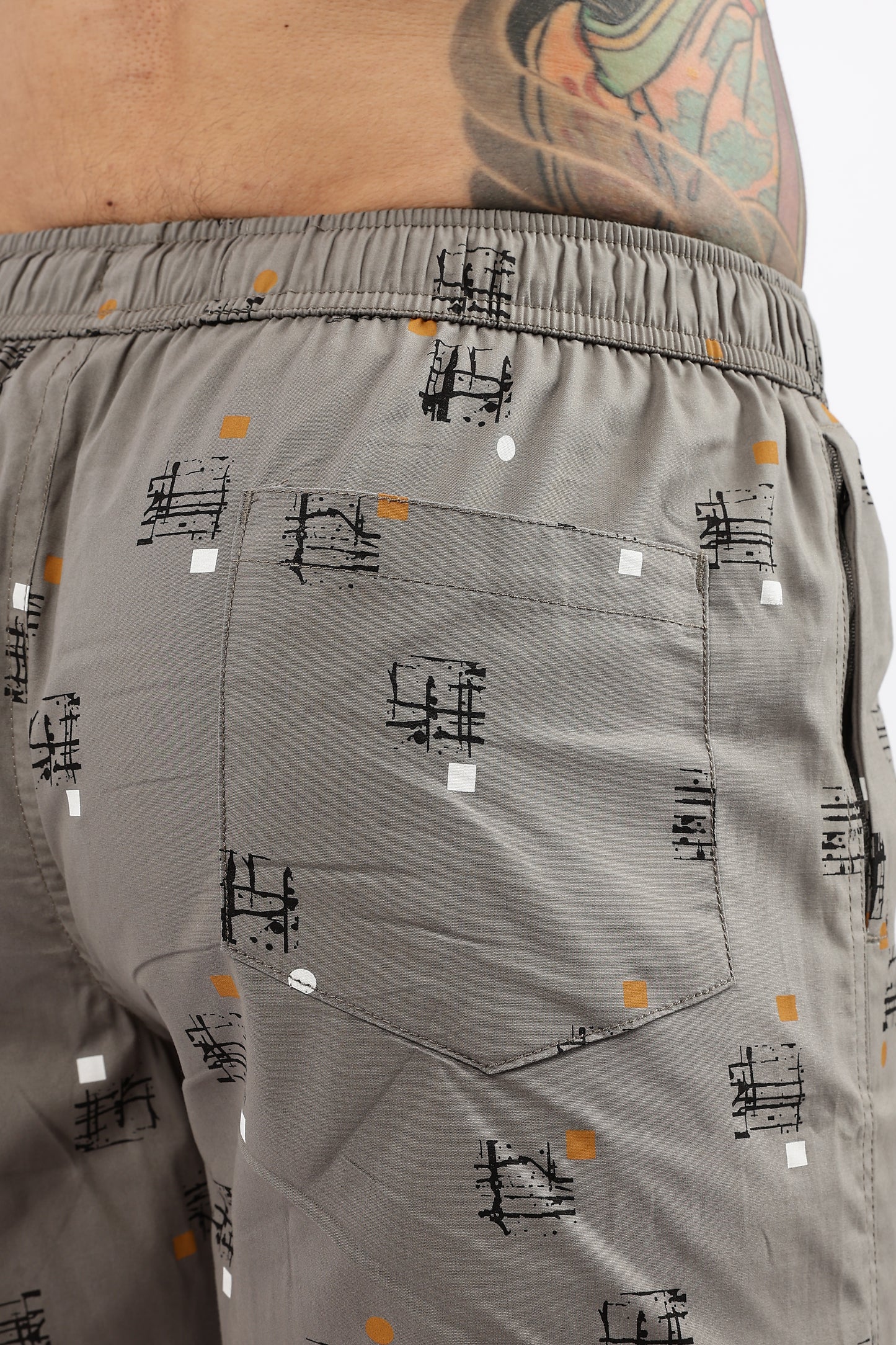 Men's Grey Coastal Comfort Printed Bermuda Cotton Travel