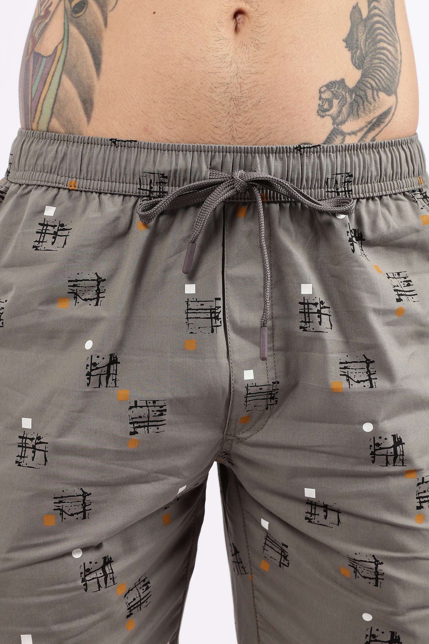 Men's Grey Coastal Comfort Printed Bermuda Cotton Travel
