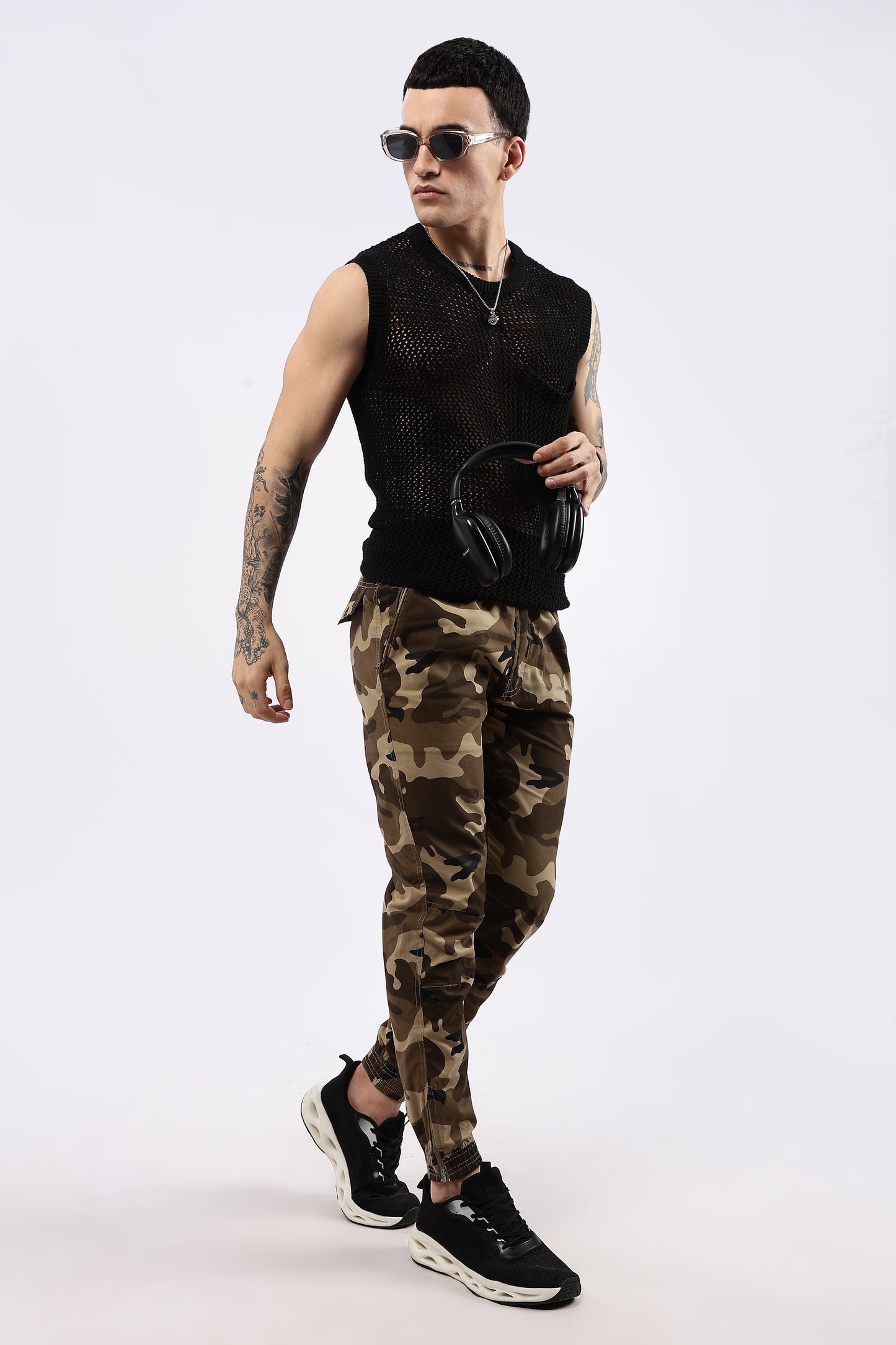 Men's Light Brown Military Printed Jogger