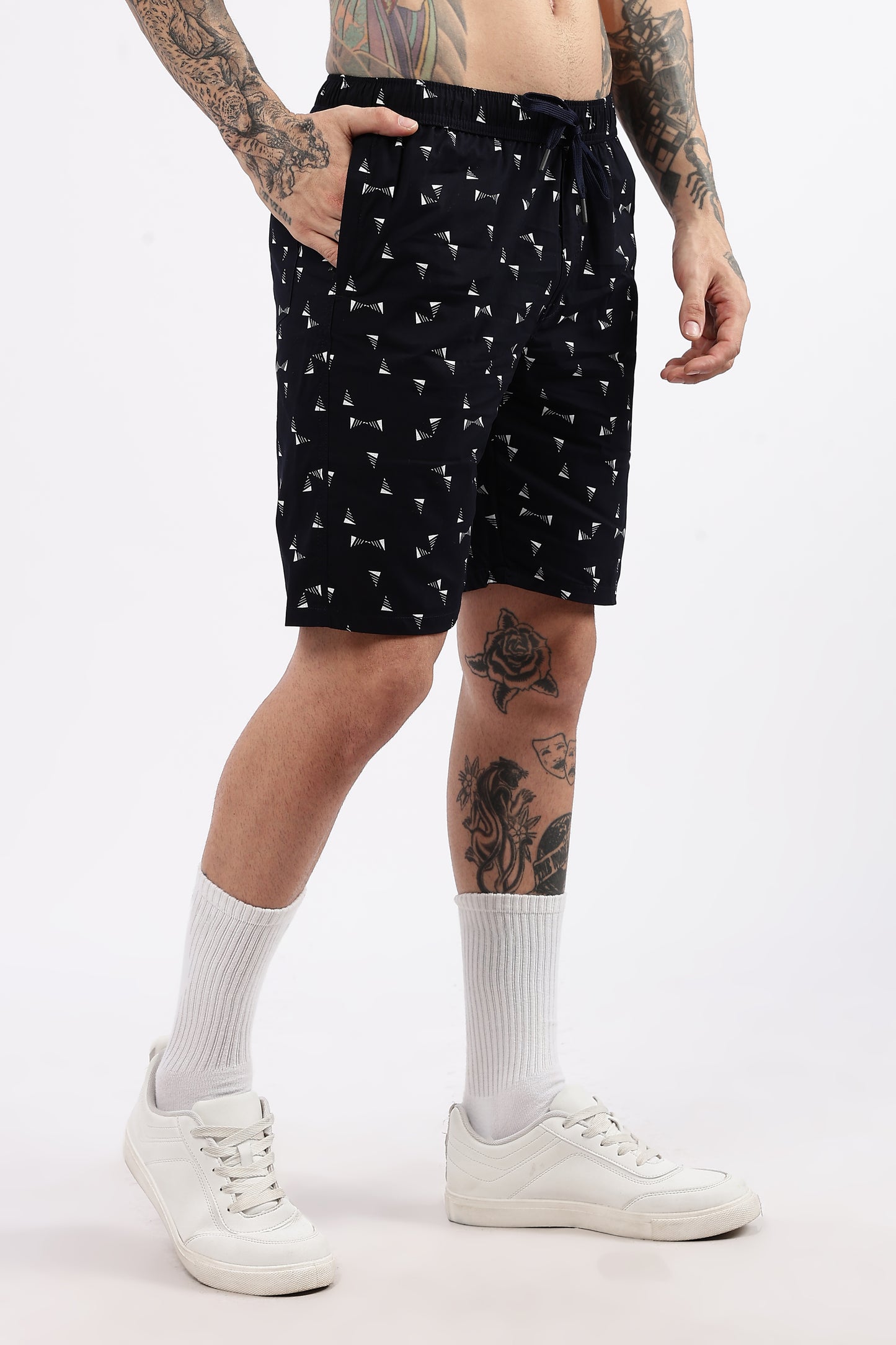 Men's Blue Coastal Comfort Printed Bermuda Cotton Travel