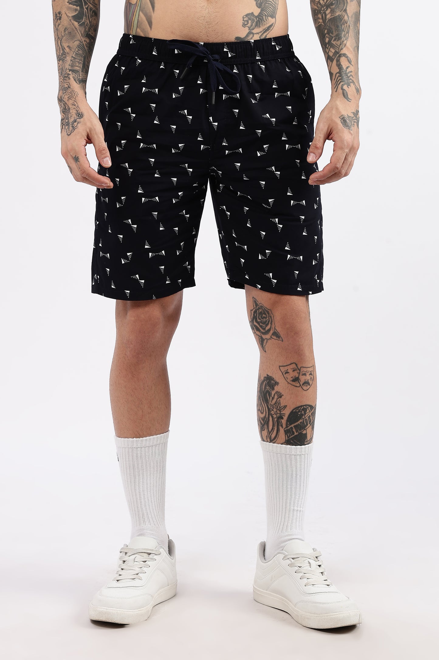 Men's Blue Coastal Comfort Printed Bermuda Cotton Travel