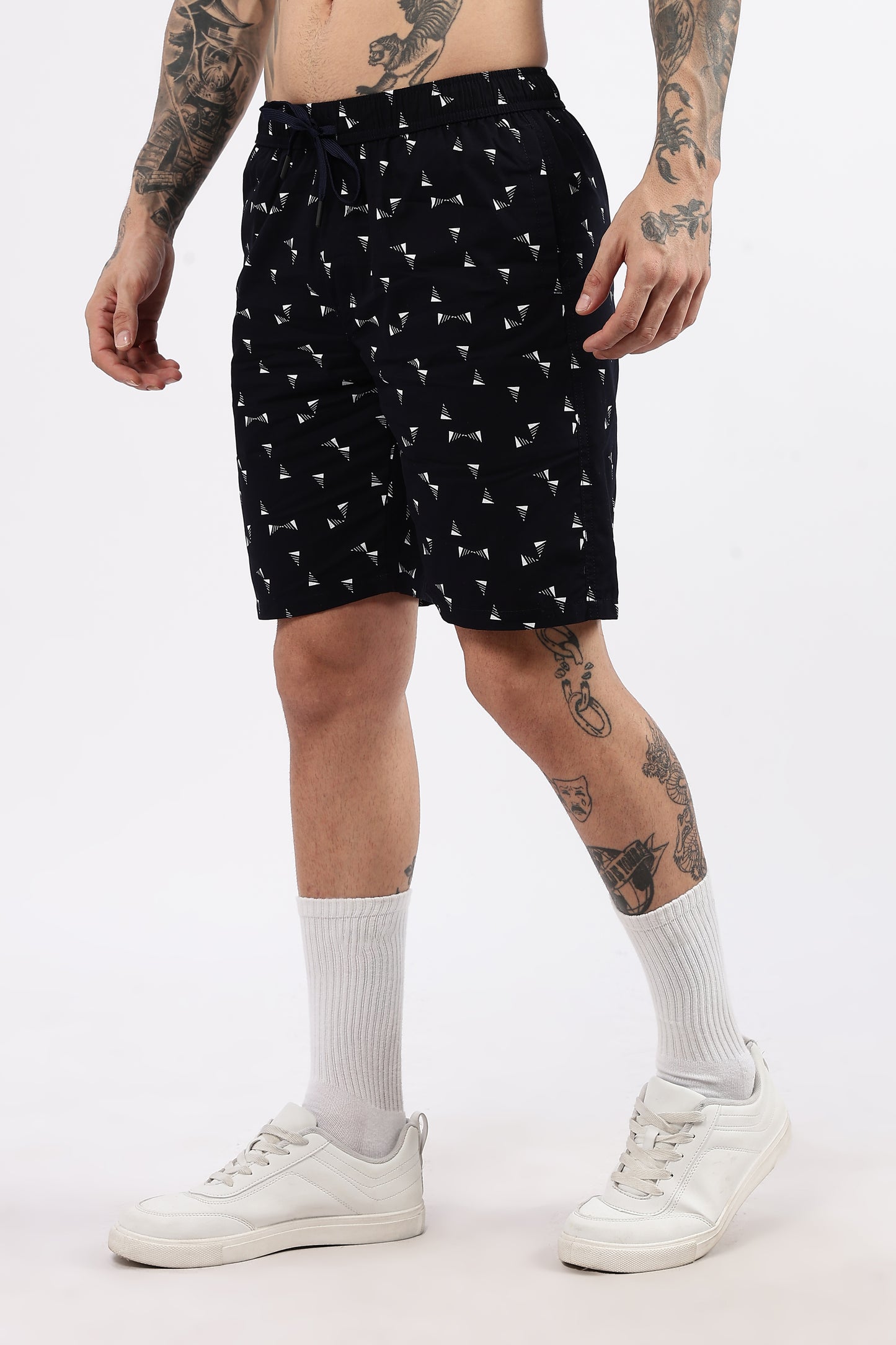 Men's Blue Coastal Comfort Printed Bermuda Cotton Travel