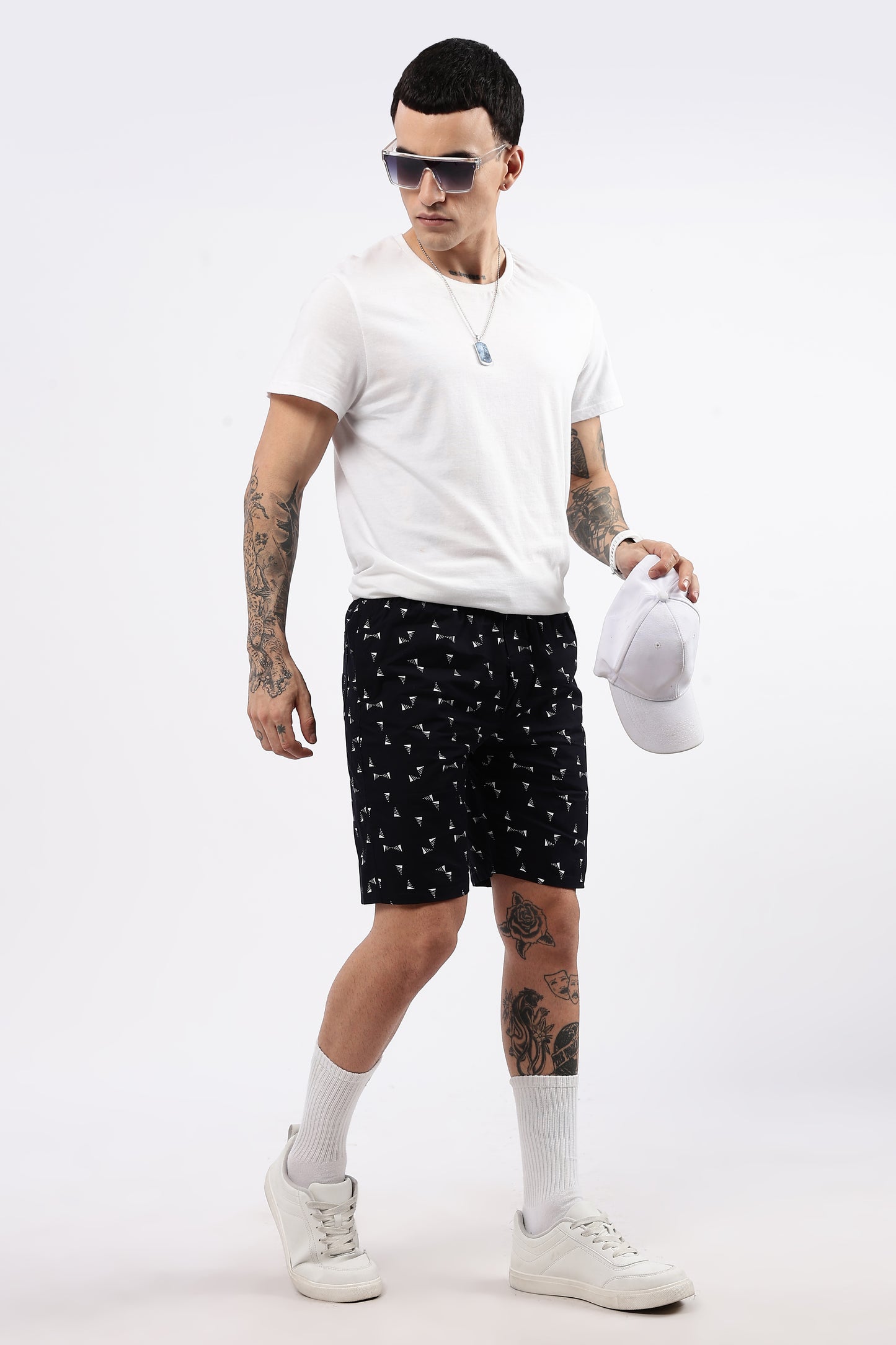 Men's Blue Coastal Comfort Printed Bermuda Cotton Travel