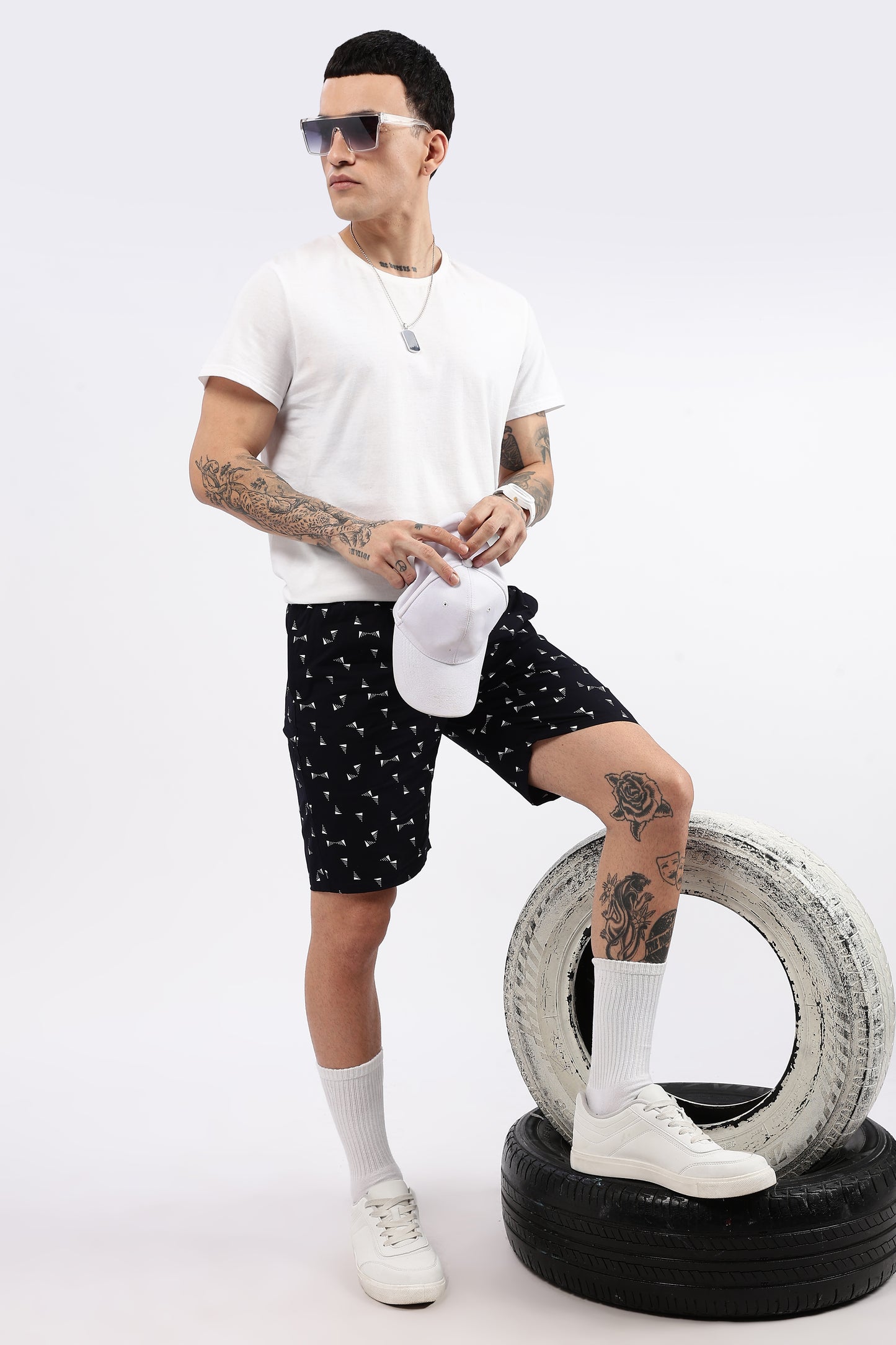 Men's Blue Coastal Comfort Printed Bermuda Cotton Travel