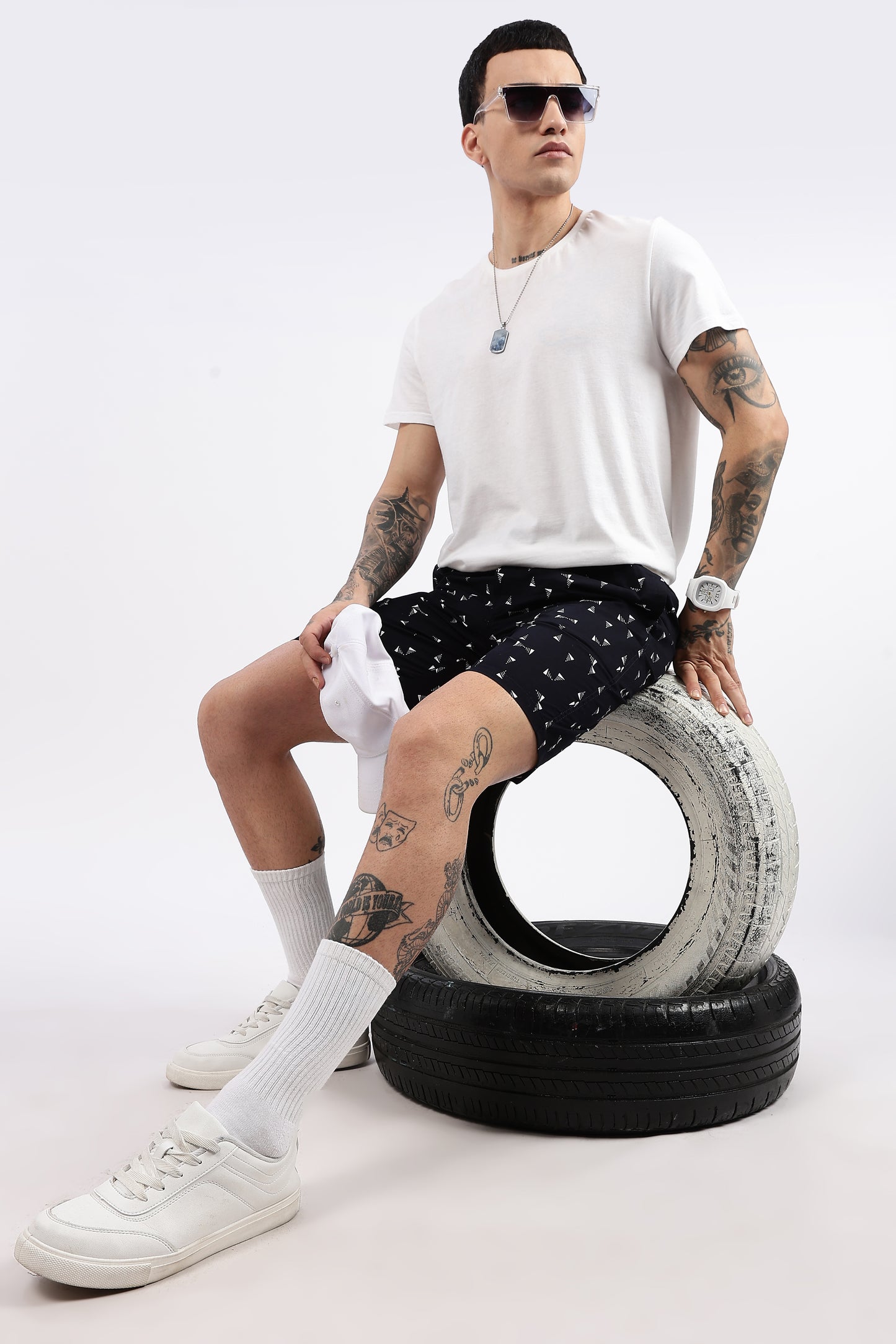 Men's Blue Coastal Comfort Printed Bermuda Cotton Travel