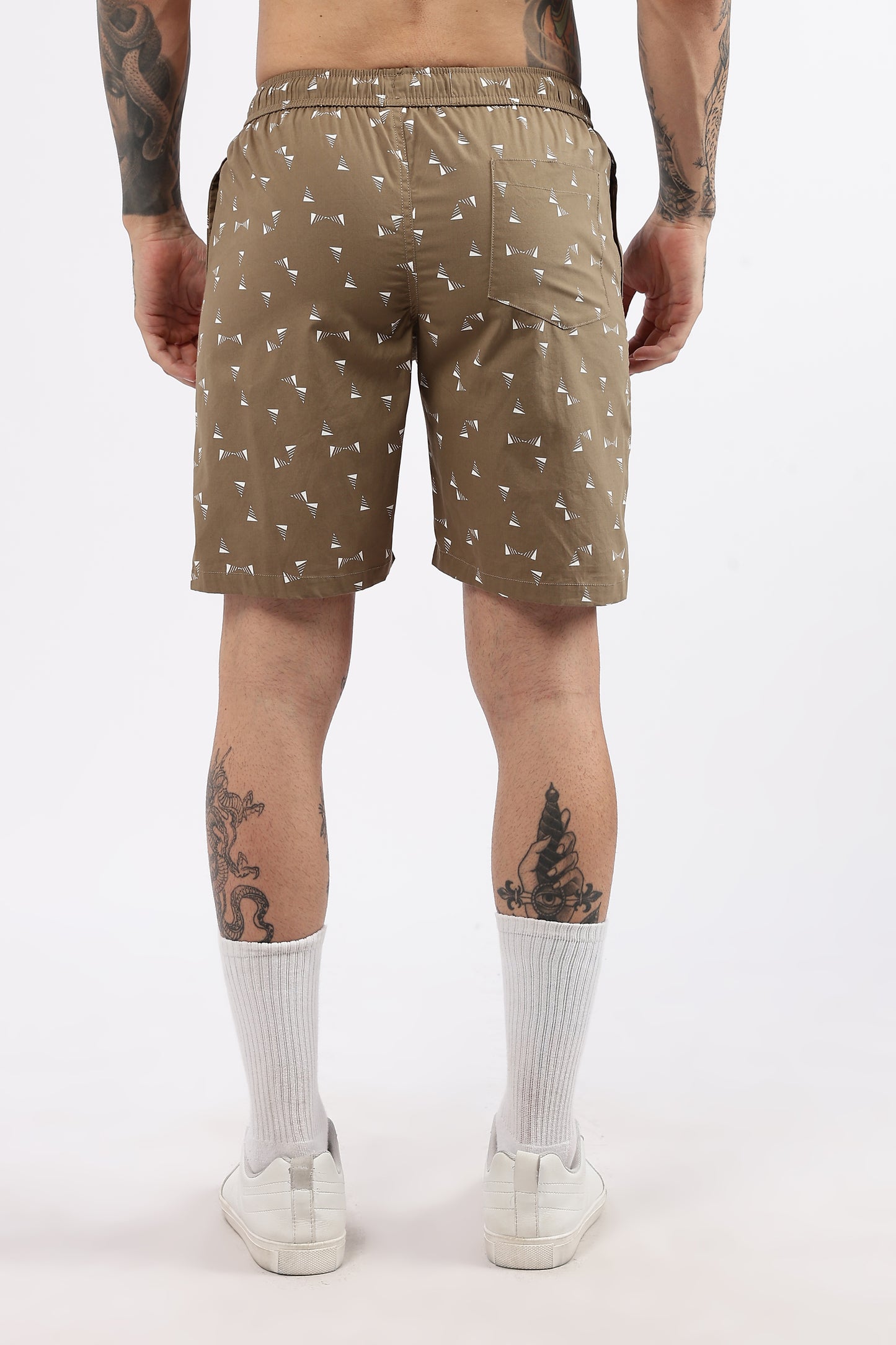 Men's Beige Coastal Comfort Printed Bermuda Cotton Travel