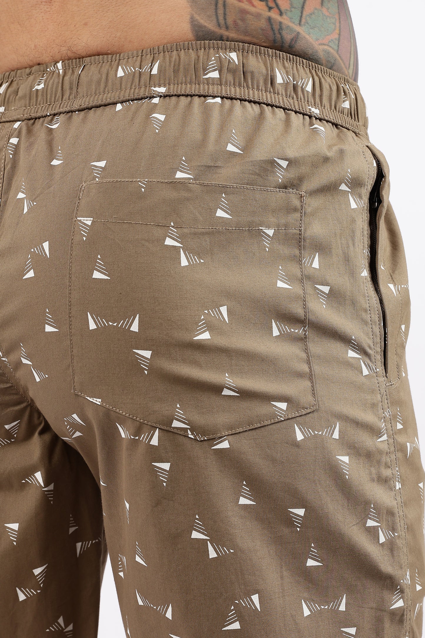 Men's Beige Coastal Comfort Printed Bermuda Cotton Travel