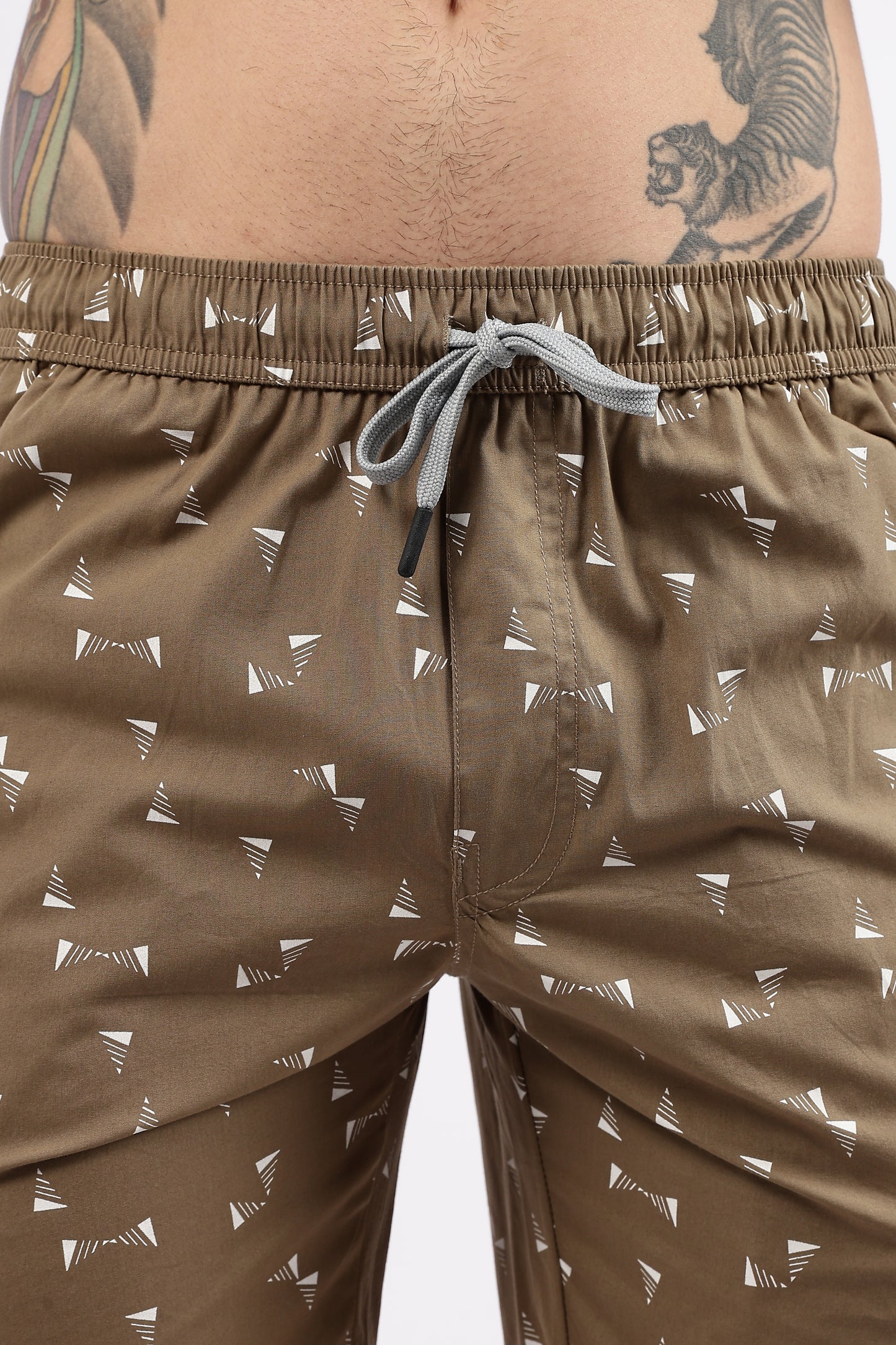 Men's Beige Coastal Comfort Printed Bermuda Cotton Travel