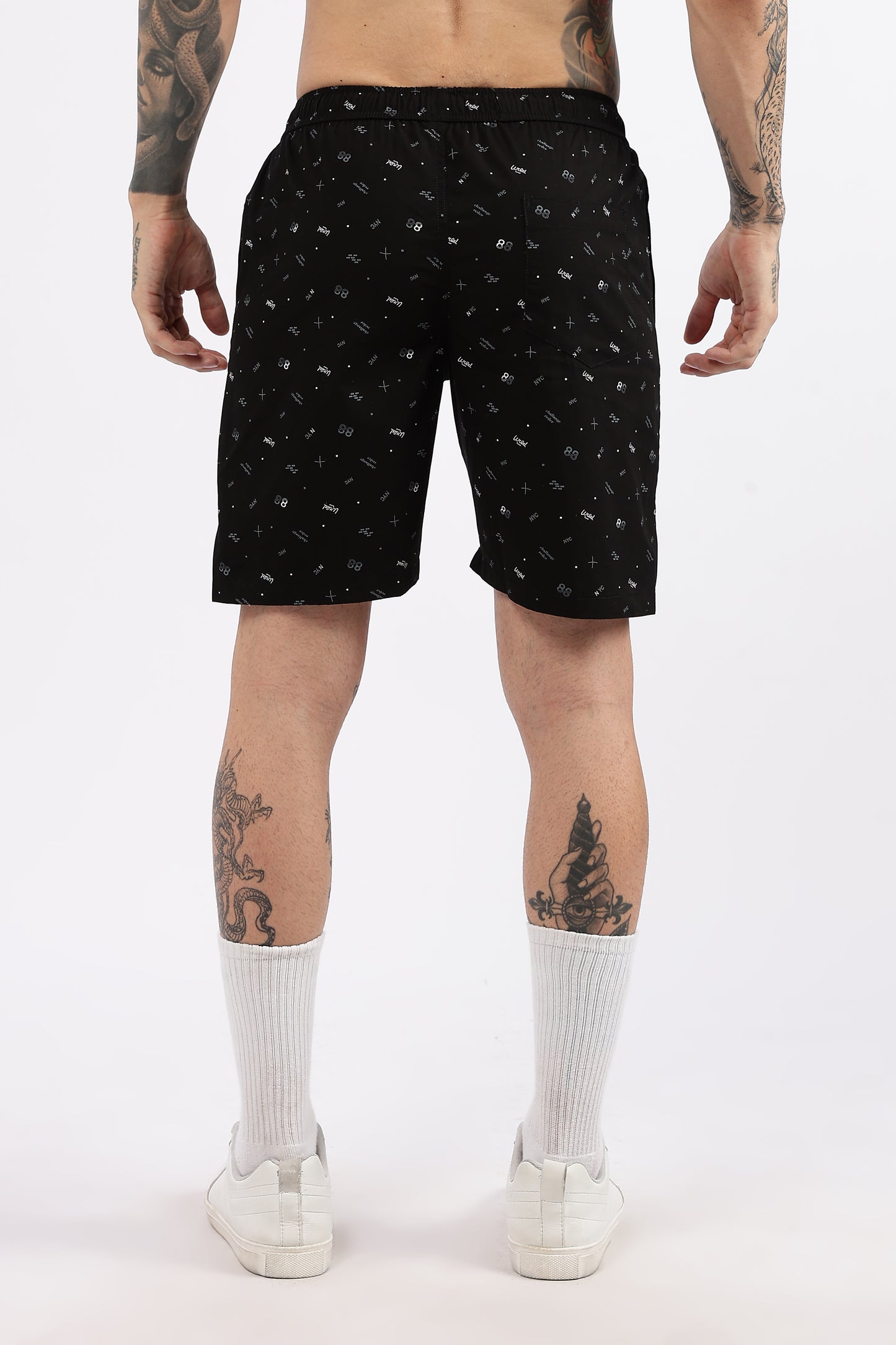 Men's Black Coastal Comfort Printed Bermuda Cotton Travel
