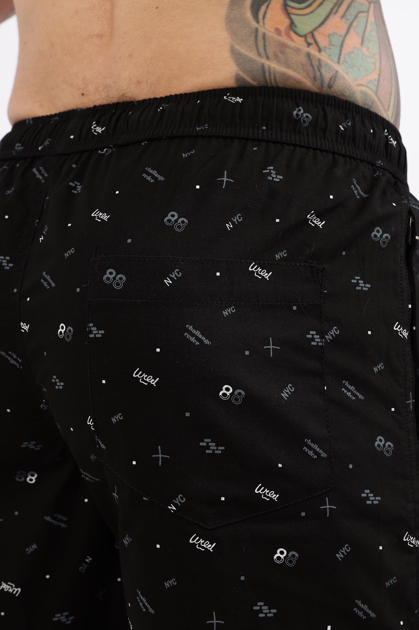 Men's Black Coastal Comfort Printed Bermuda Cotton Travel