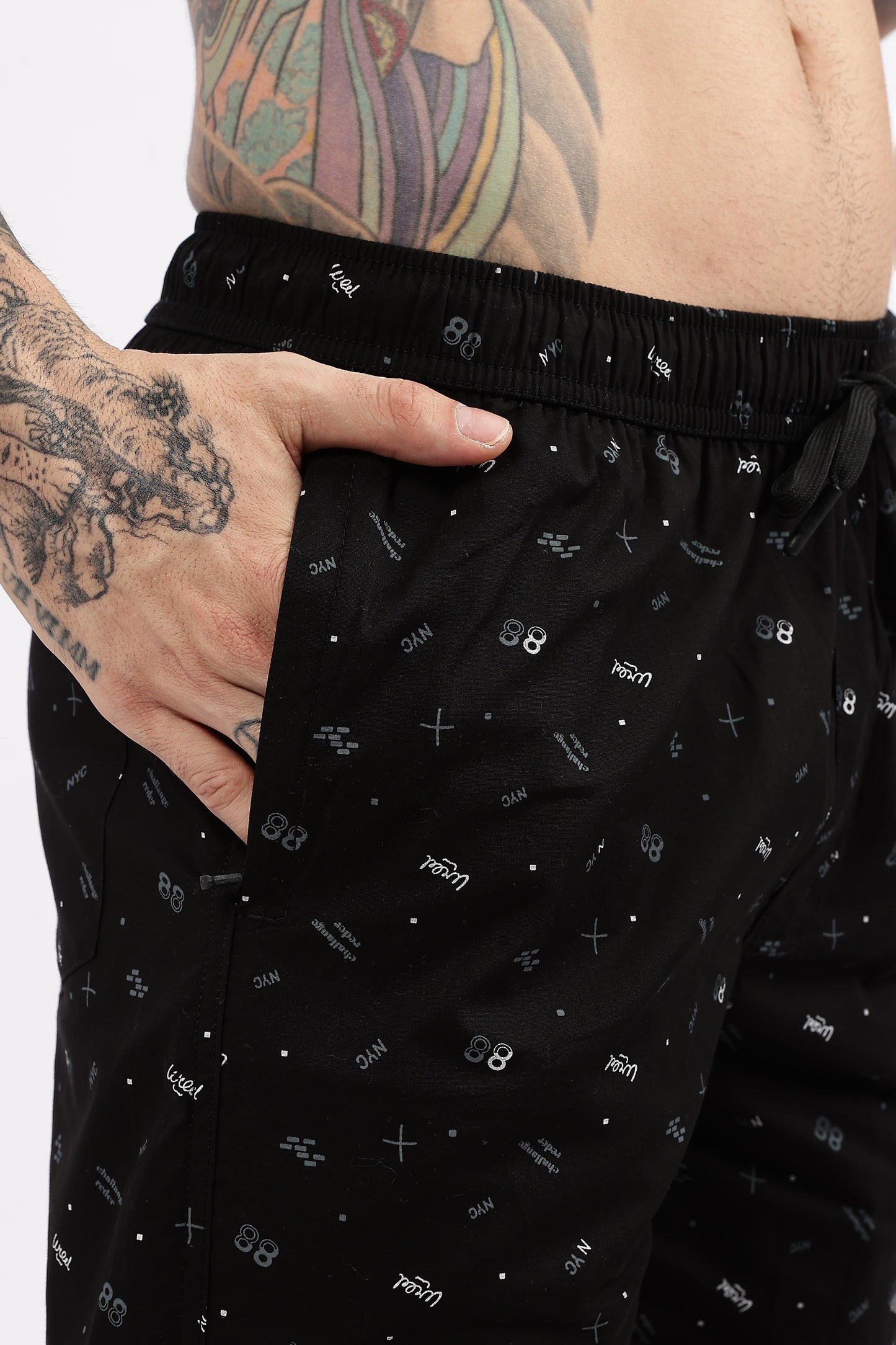 Men's Black Coastal Comfort Printed Bermuda Cotton Travel