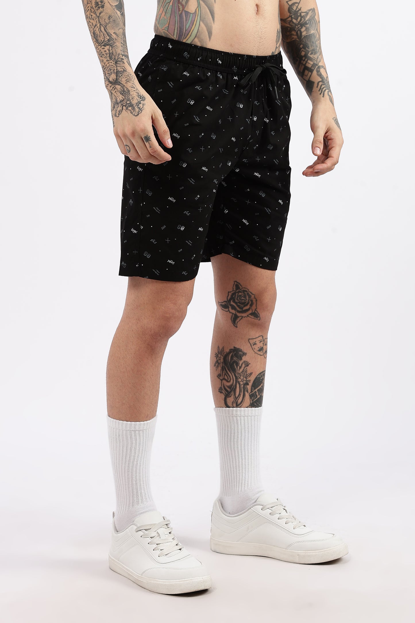 Men's Black Coastal Comfort Printed Bermuda Cotton Travel