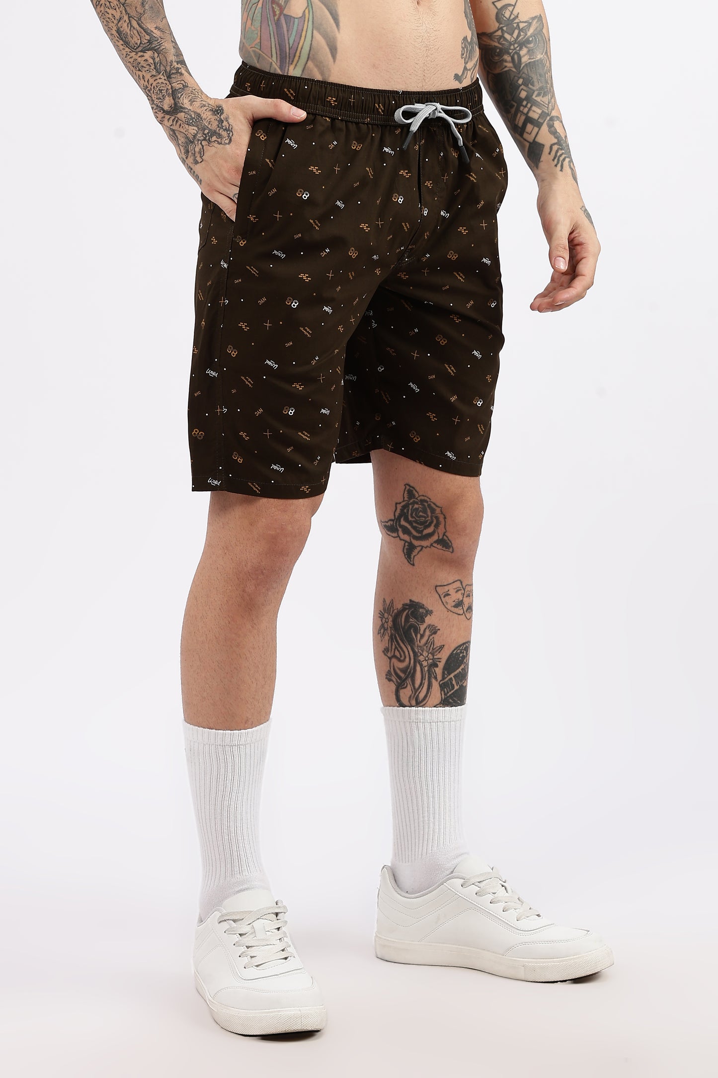 Men's Green Coastal Comfort Printed Bermuda Cotton Travel