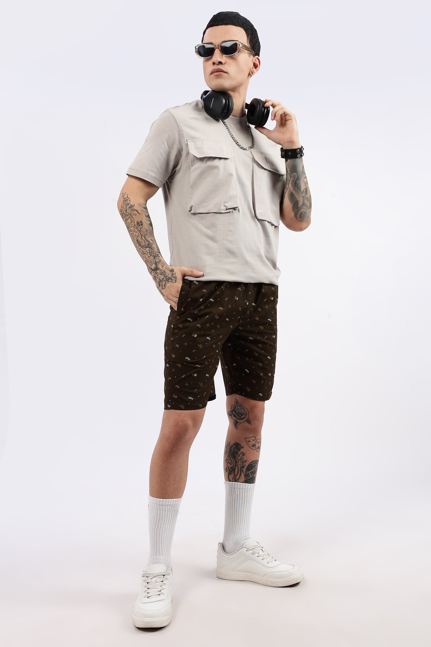 Men's Green Coastal Comfort Printed Bermuda Cotton Travel