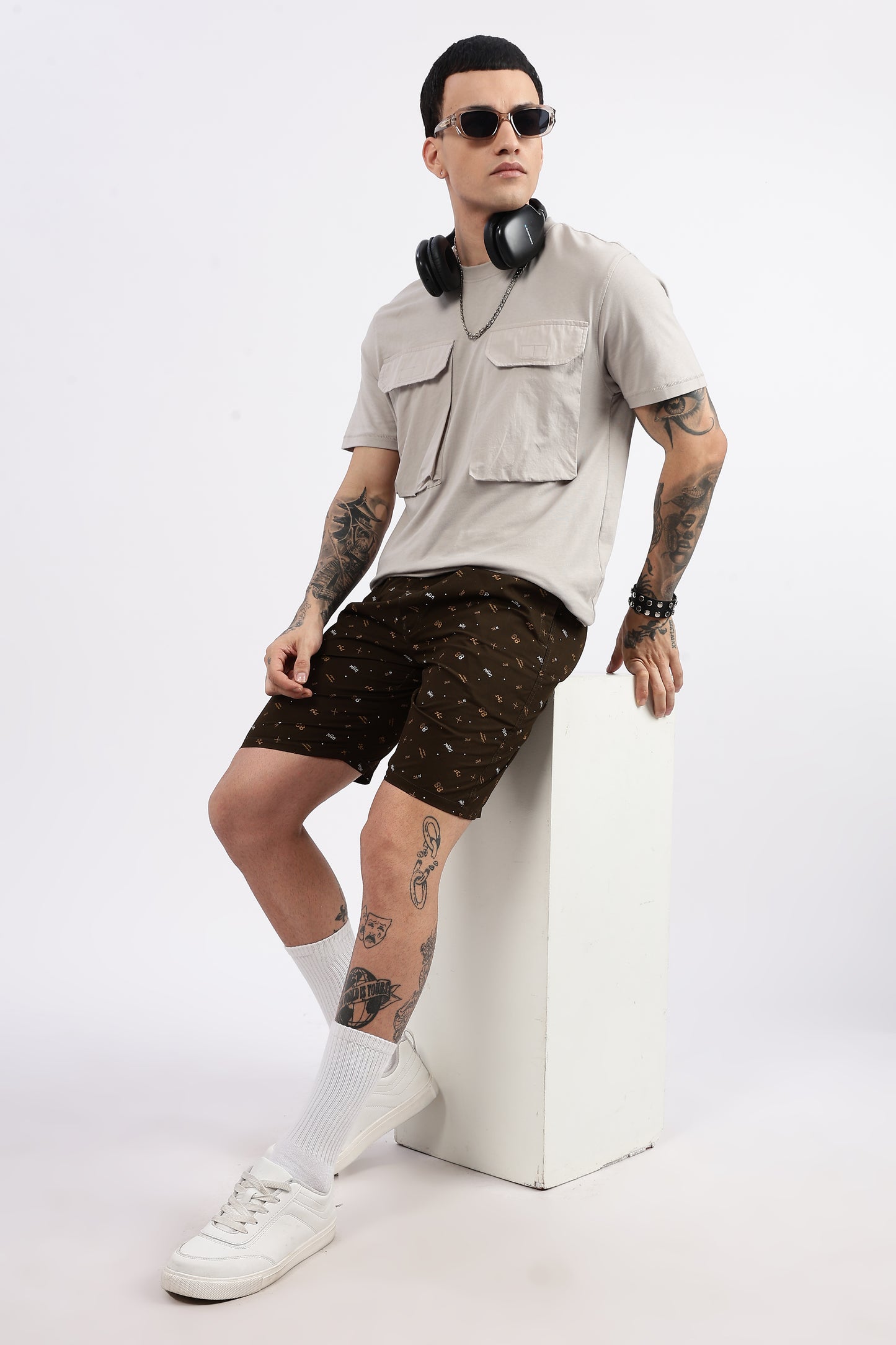 Men's Green Coastal Comfort Printed Bermuda Cotton Travel