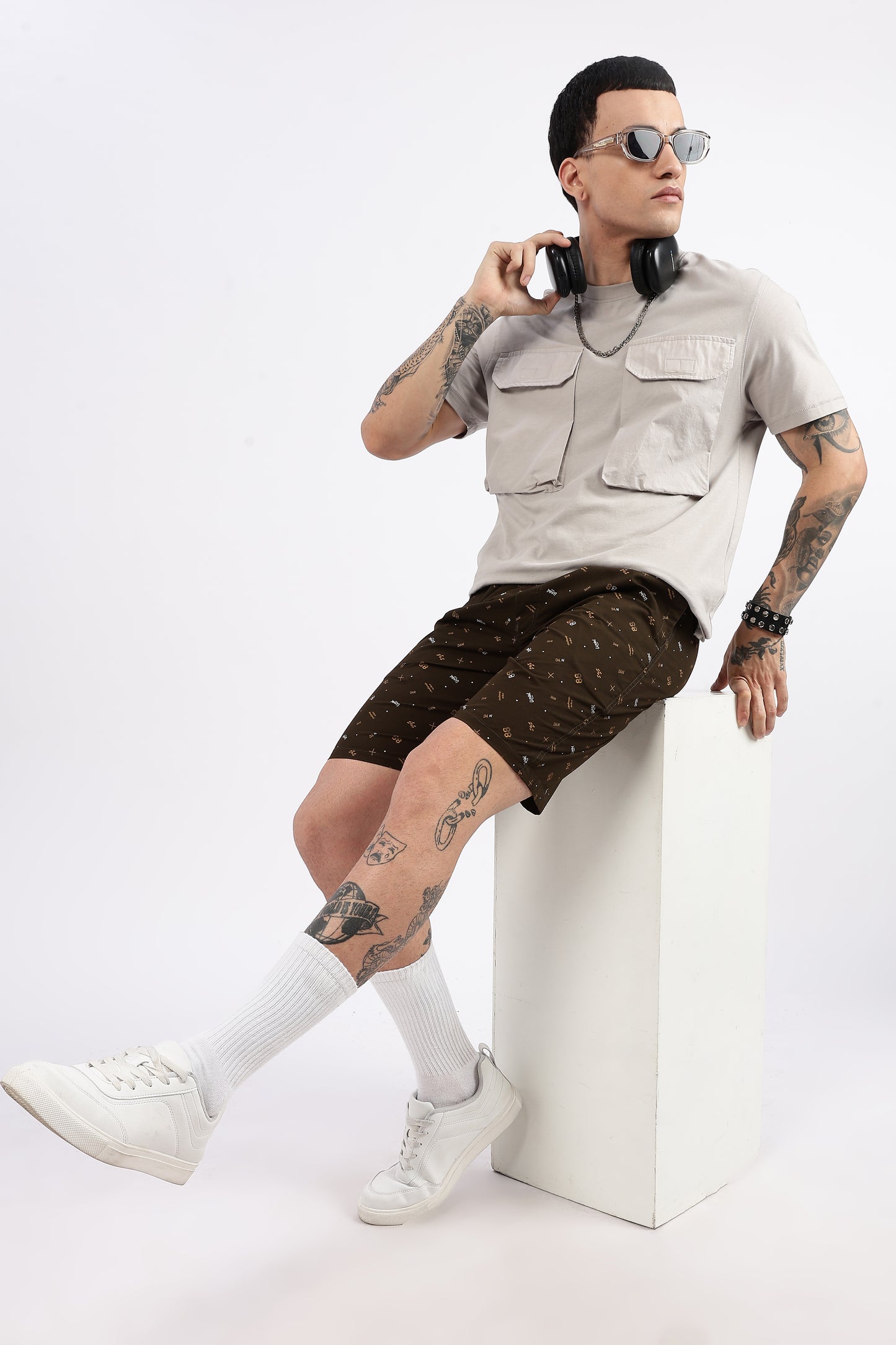 Men's Green Coastal Comfort Printed Bermuda Cotton Travel