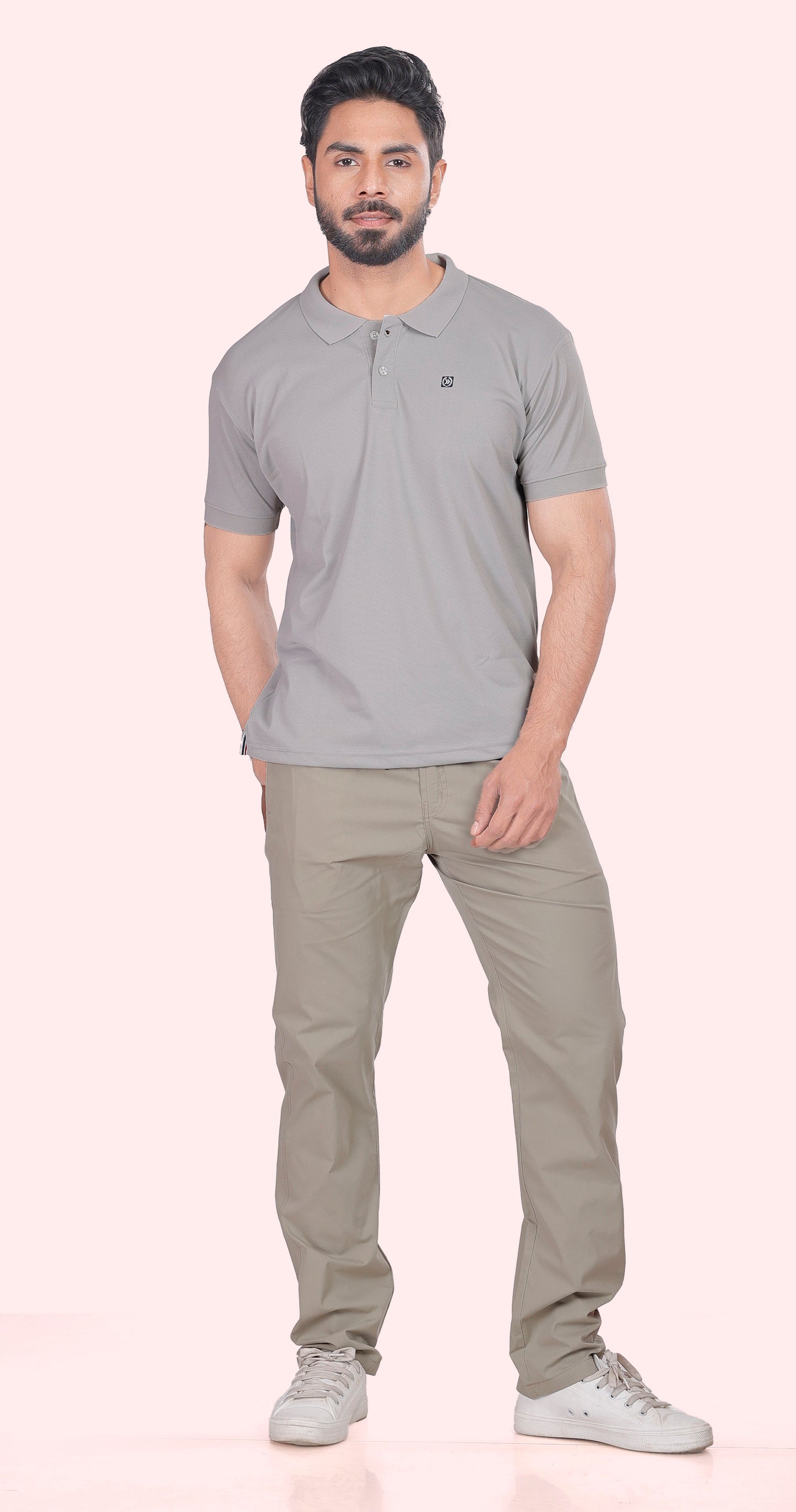 Men's Light Grey Classic Comfort Polo T-shirts