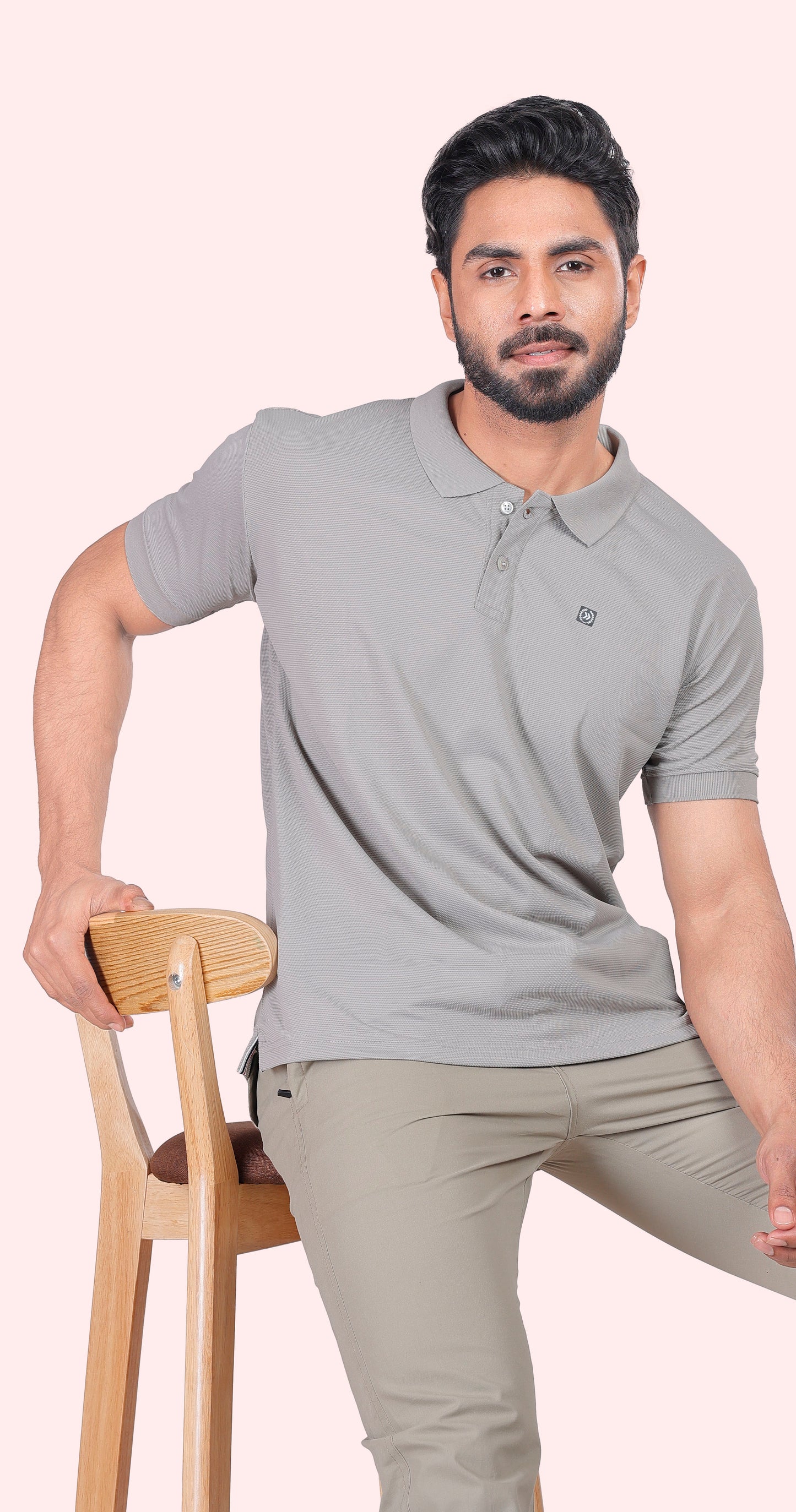 Men's Light Grey Classic Comfort Polo T-shirts