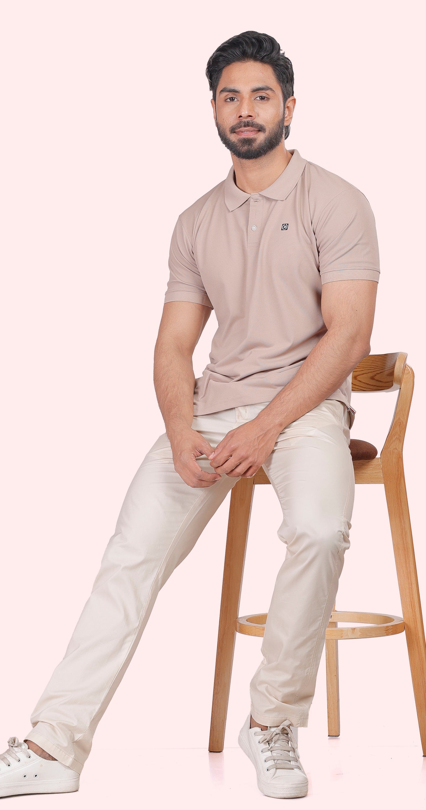 Men's Light Beige Classic Comfort Polo T-shirts
